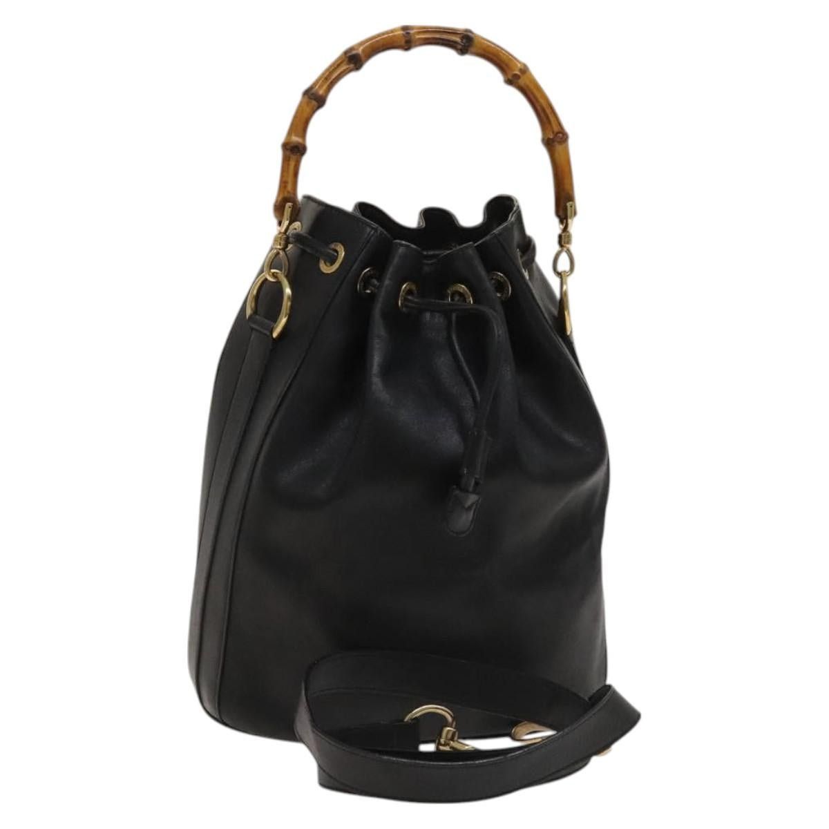 Gucci GUCCI Bamboo Hand Bag Leather Black Gold 001 2855 1657 0 Size ONE SIZE - 1 Thumbnail