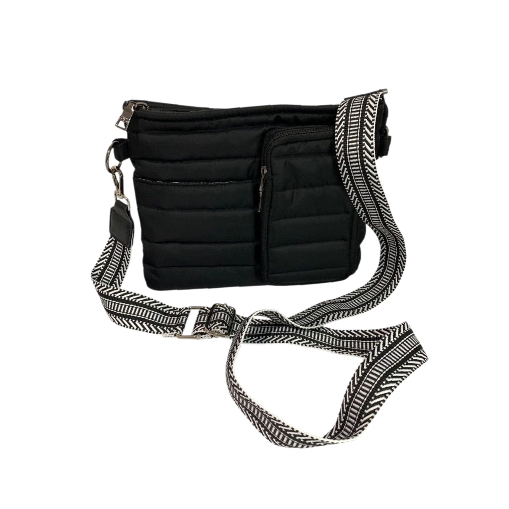 Vintage Think Rolyn Black Puffer Bag Crossbody Interchangeable Straps Women Bag Crossbody Black 10" 8.5" Adjustable 26" Strap Size ONE SIZE - 7 Thumbnail