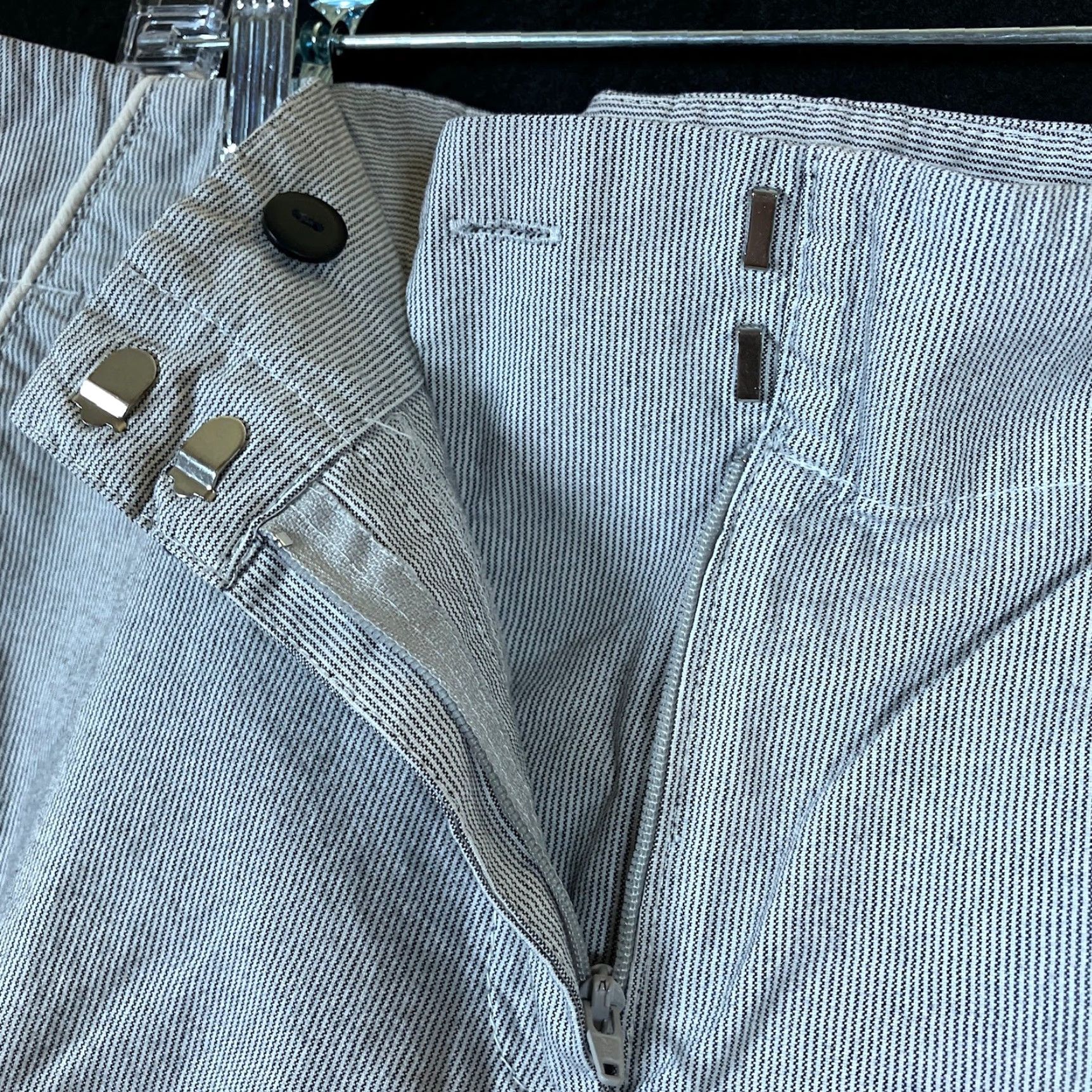 Ann Taylor Ann Taylor LOFT Womens Pants Gray Striped Mid Rise Wide Straight Stretch 8 Size 30" / US 8 / IT 44 - 4 Thumbnail