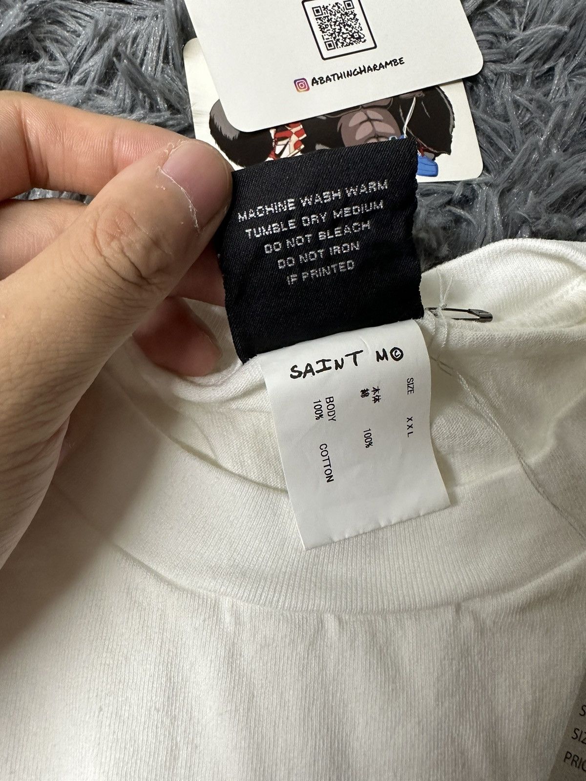 Saint Michael SAINT Mxxxxxx Logo Tee White/Blue (Ribon Tee) Size US XXL / EU 58 / 5 - 6 Thumbnail
