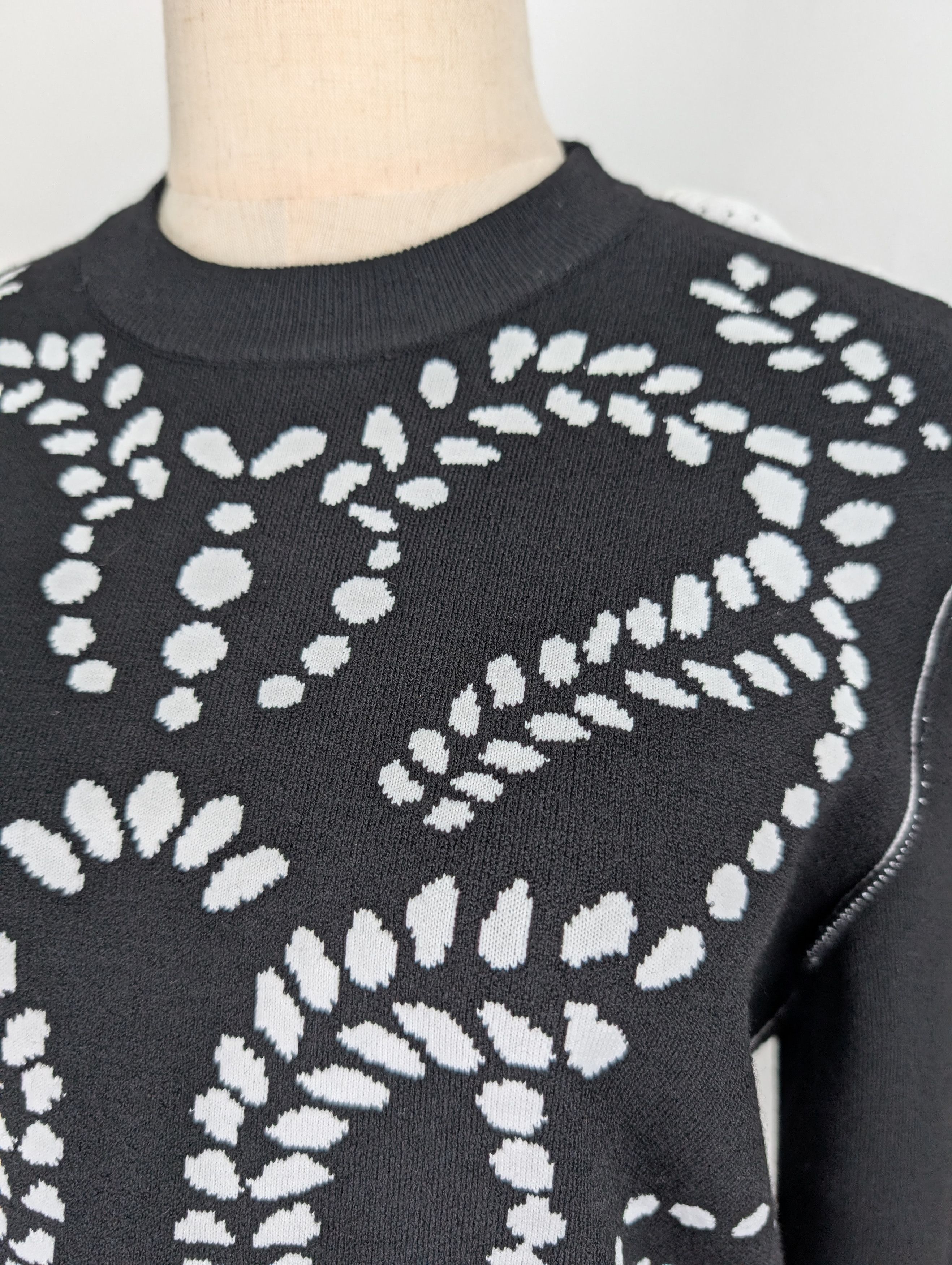 Sonia Rykiel Black And White Pullover With White Cotton Trim Size M / US 6-8 / IT 42-44 - 4 Thumbnail