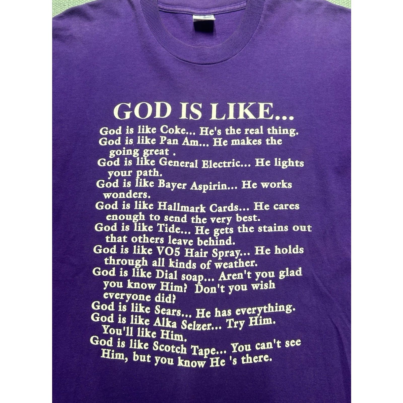 Vintage VINTAGE 90s graphic t shirt god is like religious Jesus tee single stitch Large T-Shirt Mens Purple 90s Boys? Size US L / EU 52-54 / 3 - 2 Thumbnail