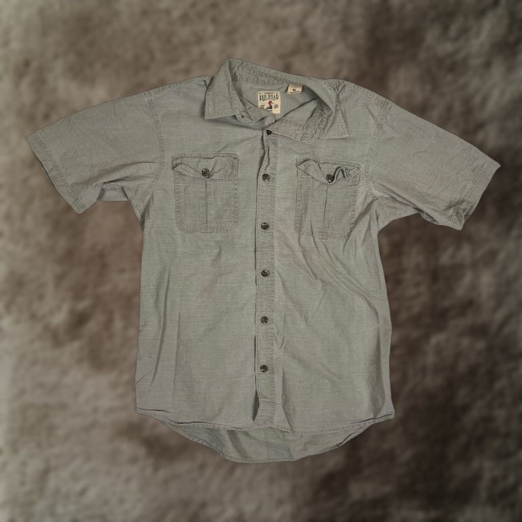 Vintage RedHead Shirt Button-Up Mens Medium Short Sleeve Brown Solid Cotton Woven Collared Pocketed Casual Workwear Outdoor 90s? (No) Size US M / EU 48-50 / 2 - 1 Thumbnail