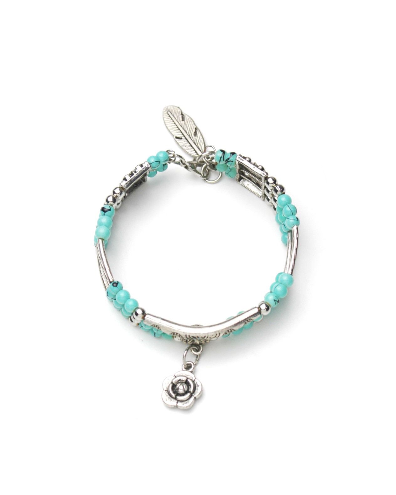Vintage 2000S JAPANESE MADE GARDEN SOUL FEATHER TURQUOISE BRACELET Size ONE SIZE - 2 Thumbnail