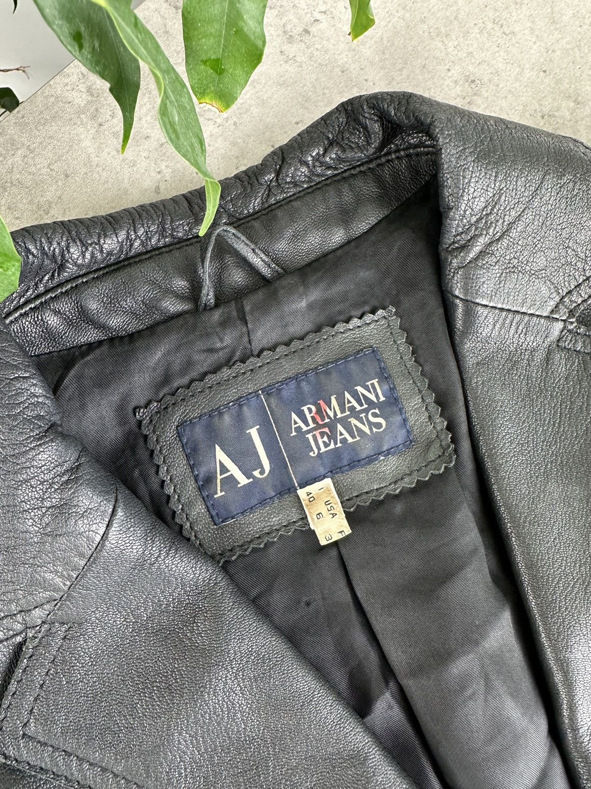 Armani Armani Jeans Vintage Leather Jacket Size S / US 4 / IT 40 - 2 Thumbnail