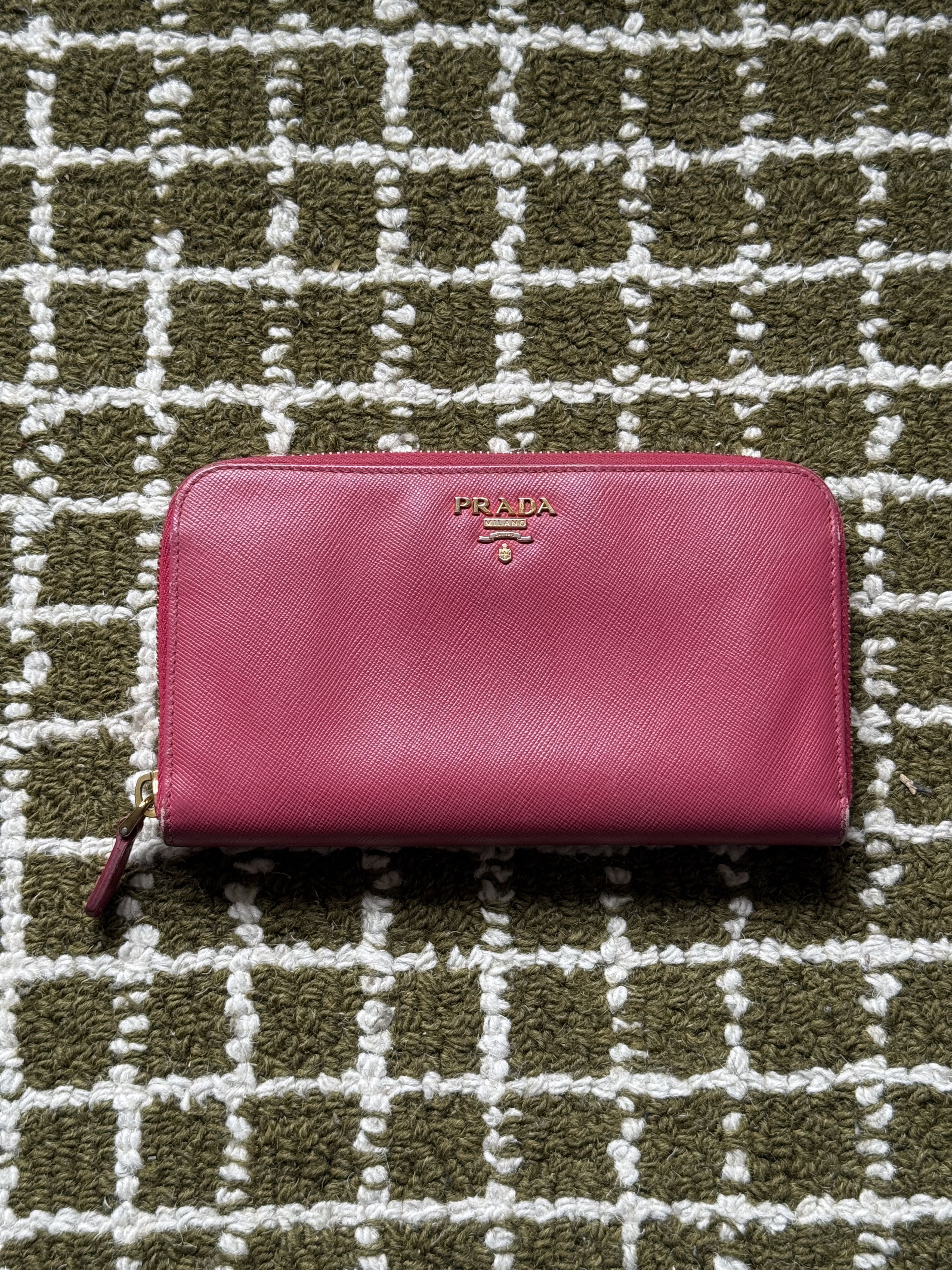 Prada Prada Saffiano Leather Zip-Around Continental Wallet Pink Size ONE SIZE - 1 Thumbnail