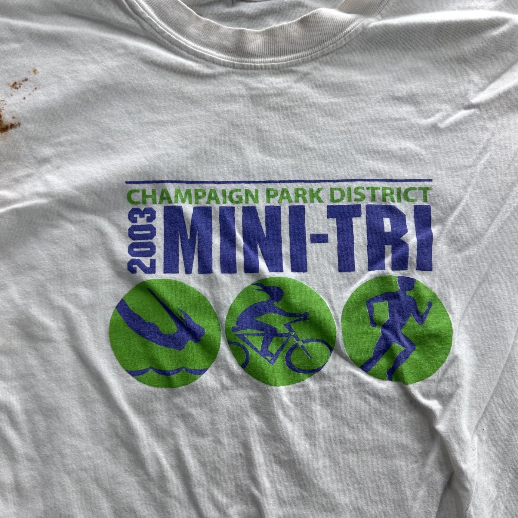 Hanes VINTAGE Hanes Champaign Park District Mini-Tri Shirt Mens Large White Graphic 2000s Sports Size US M / EU 48-50 / 2 - 2 Thumbnail