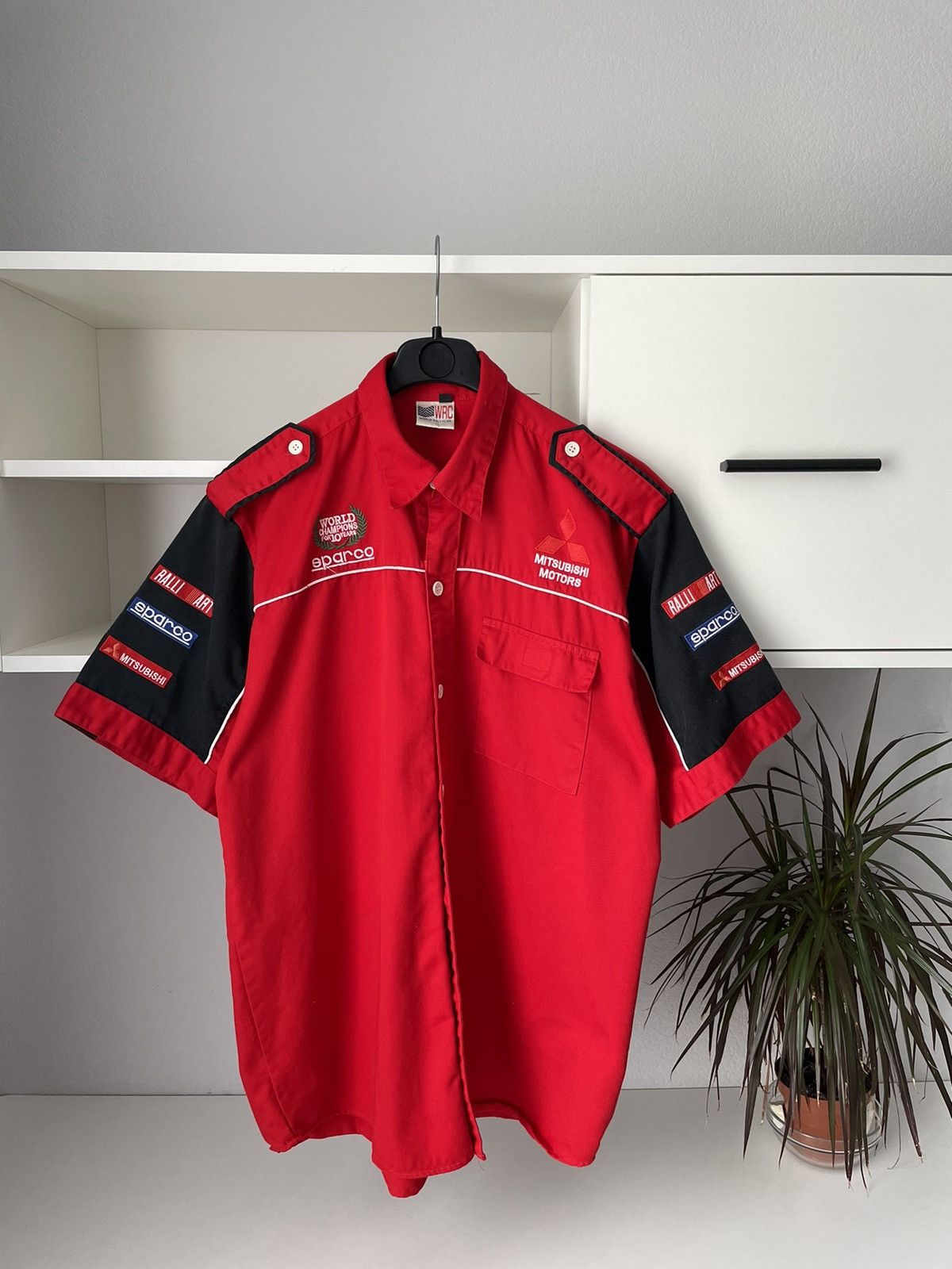 Japanese Brand × Vintage Vintage Mitsubishi Ralliart Shirt Button Up Sparco Size US XL / EU 56 / 4 - 1 Thumbnail