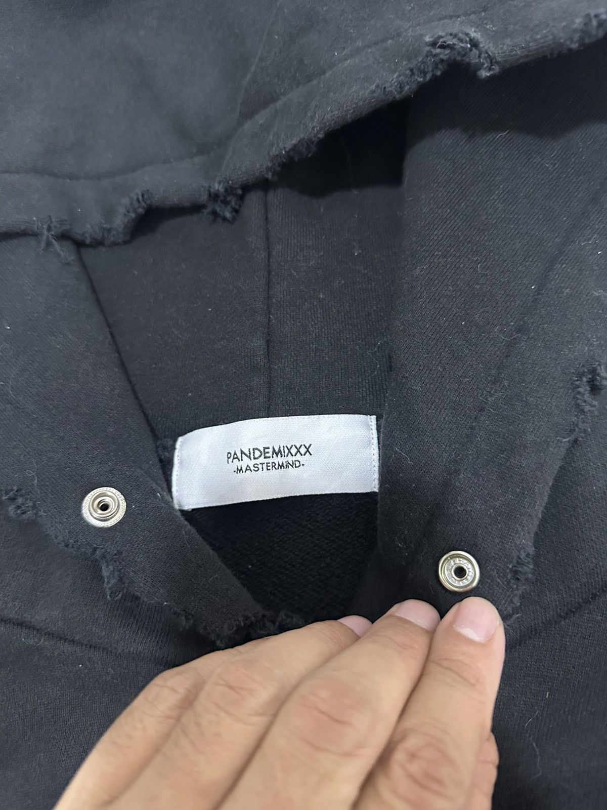 Japanese Brand Pandemixxx mastermind asymmetrical Wave Leather Hoodie Rare Size US L / EU 52-54 / 3 - 9 Thumbnail