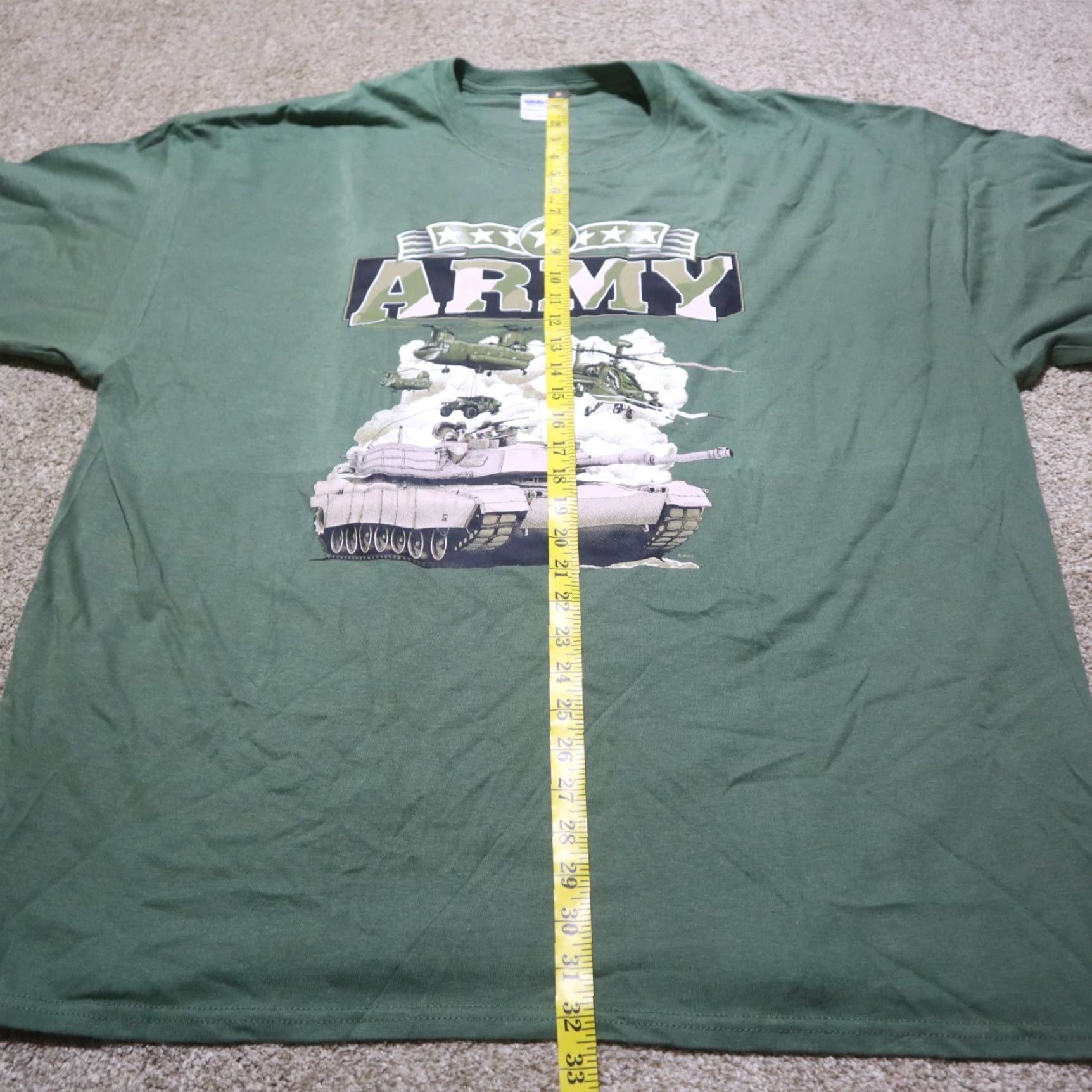 Vintage US ARMY Shirt Adult 3XL Green Short Sleeve Crew Neck Big Print Army Theme Mens Size US XXL / EU 58 / 5 - 6 Thumbnail