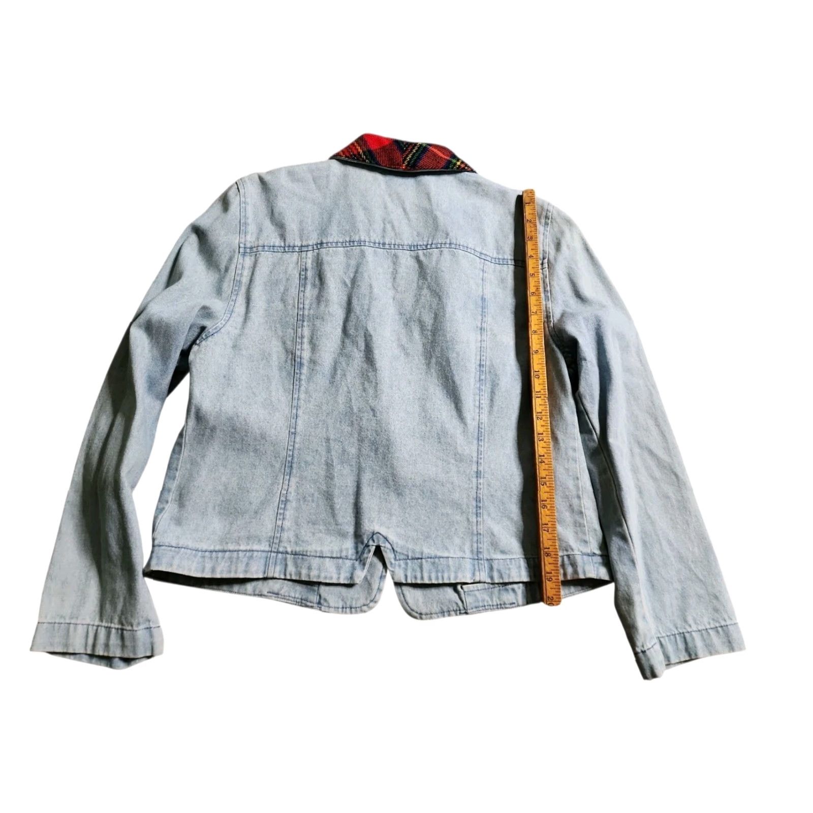 Denime VINTAGE City Girl Jacket Womens Size 10 Blue Plaid Denim 90s Size 32" / US 10 / IT 46 - 5 Thumbnail