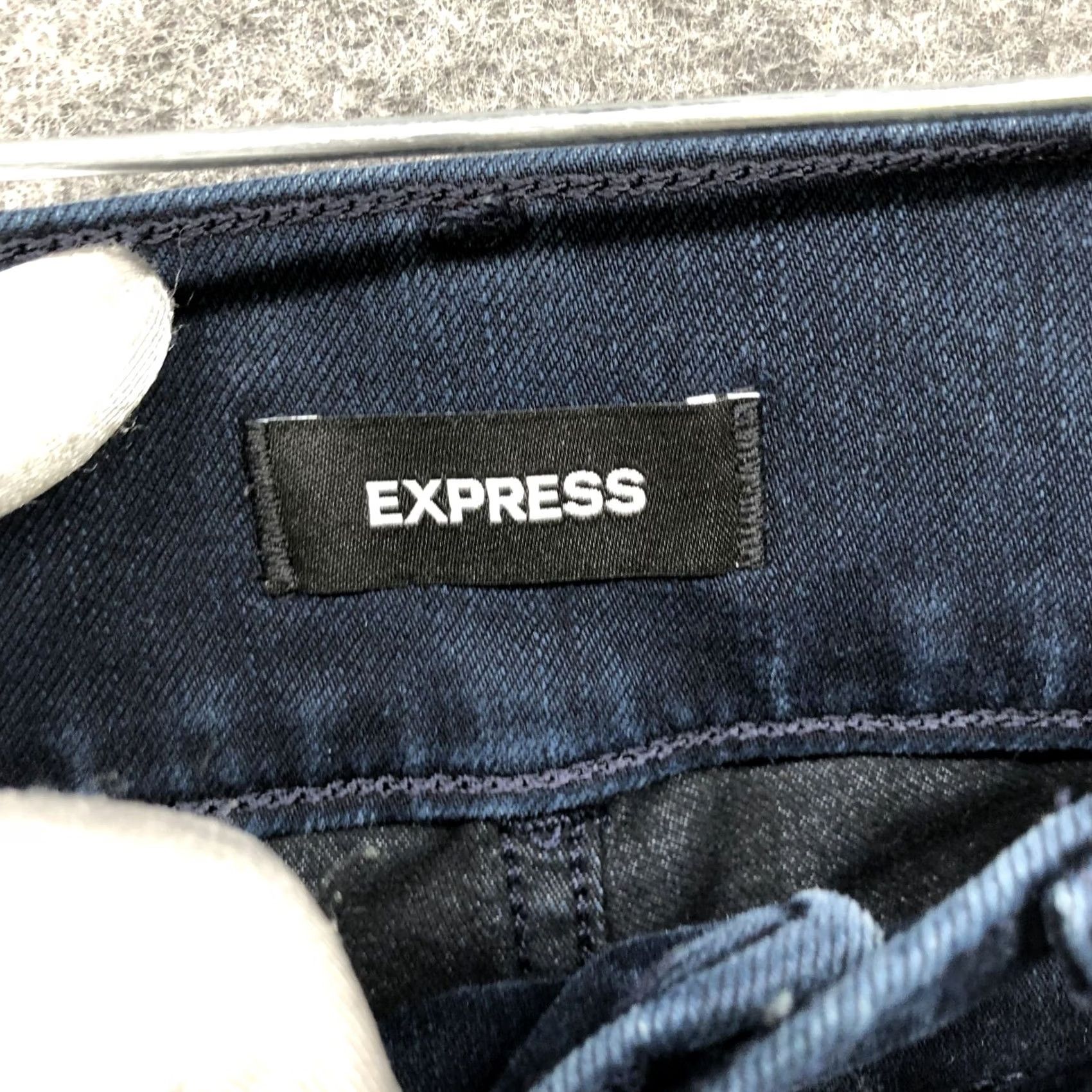 Express Express High Rise Skinny Jean Womens Size 8L Dark Wash Blue Distressed Knee Size 30" / US 8 / IT 44 - 7 Thumbnail