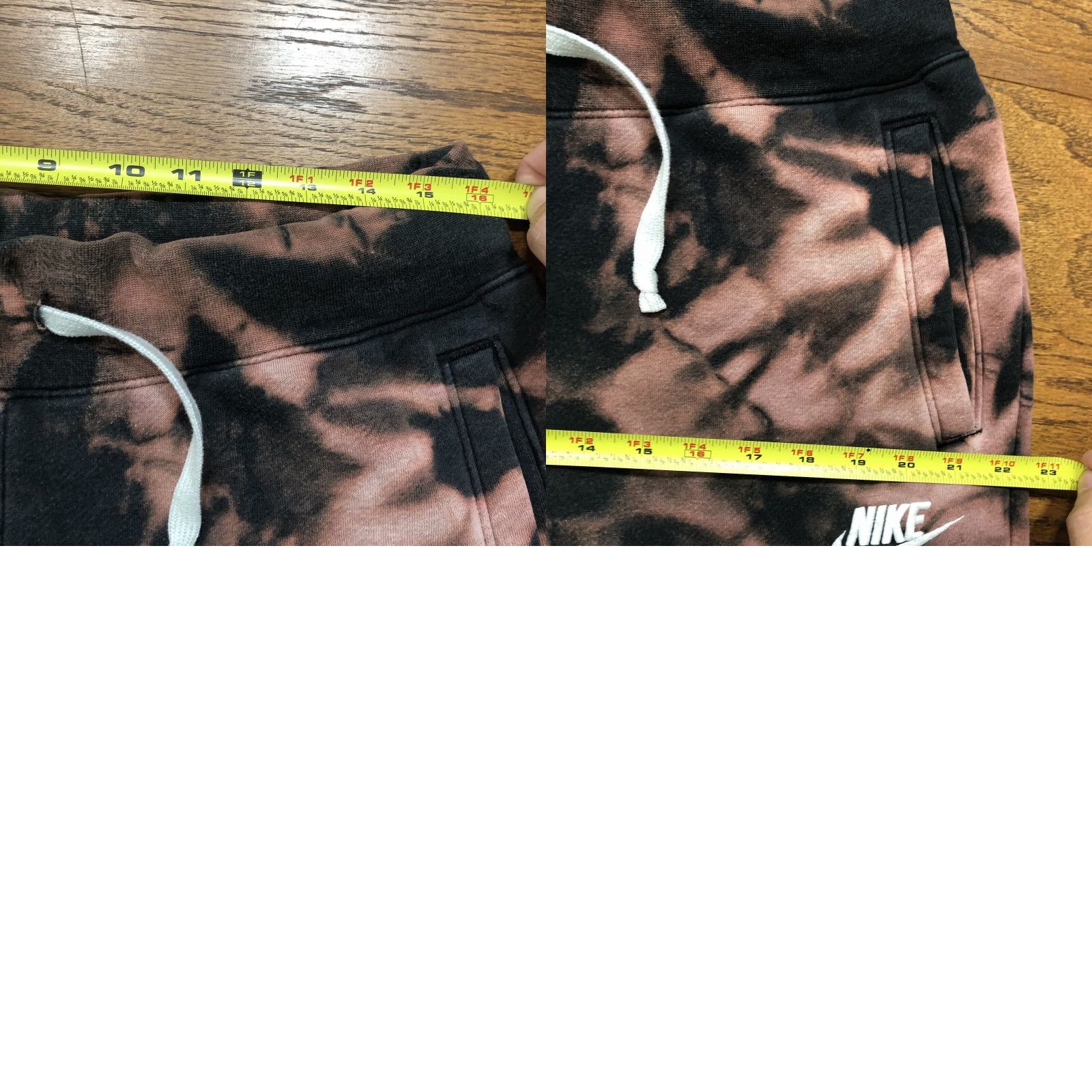 Nike VINTAGE Nike Sweatpants Black Mens M Tie Dye Drawstring 90s Athleisure College Logo Pockets+Straight Inseam 29in Casual Activewear — Mens Size US 31 - 9 Thumbnail