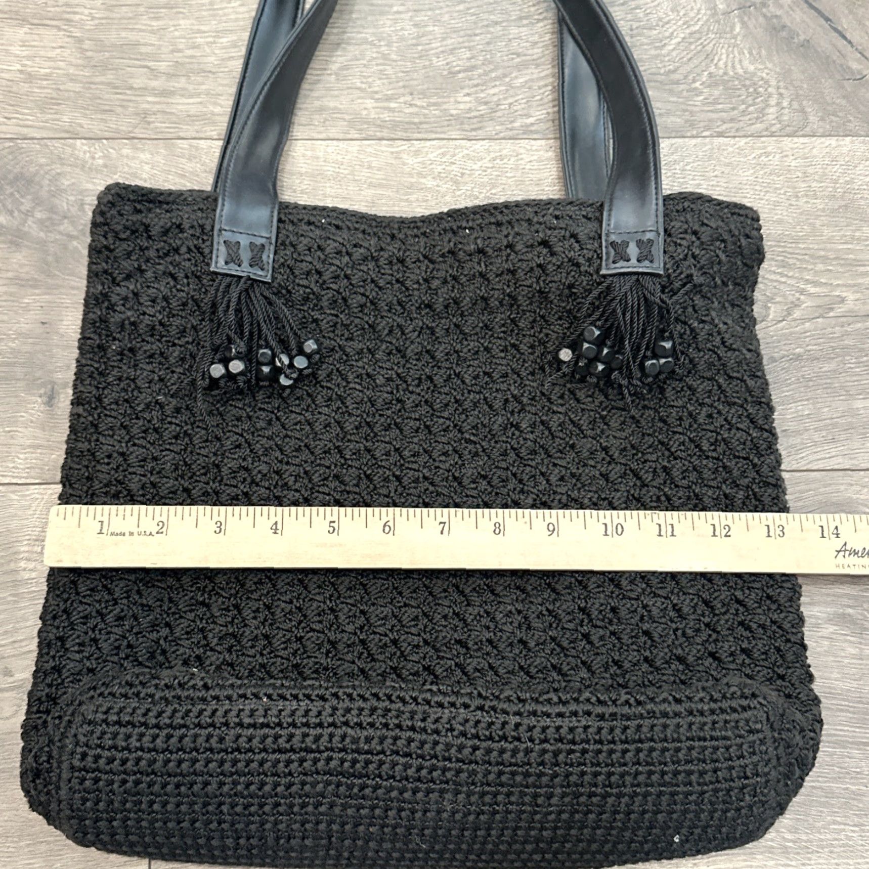 The Sak VINTAGE The Sak Large Black Woven Shoulder Bag Tote Double Strap Tassel Bead Detail Zip Size ONE SIZE - 3 Thumbnail