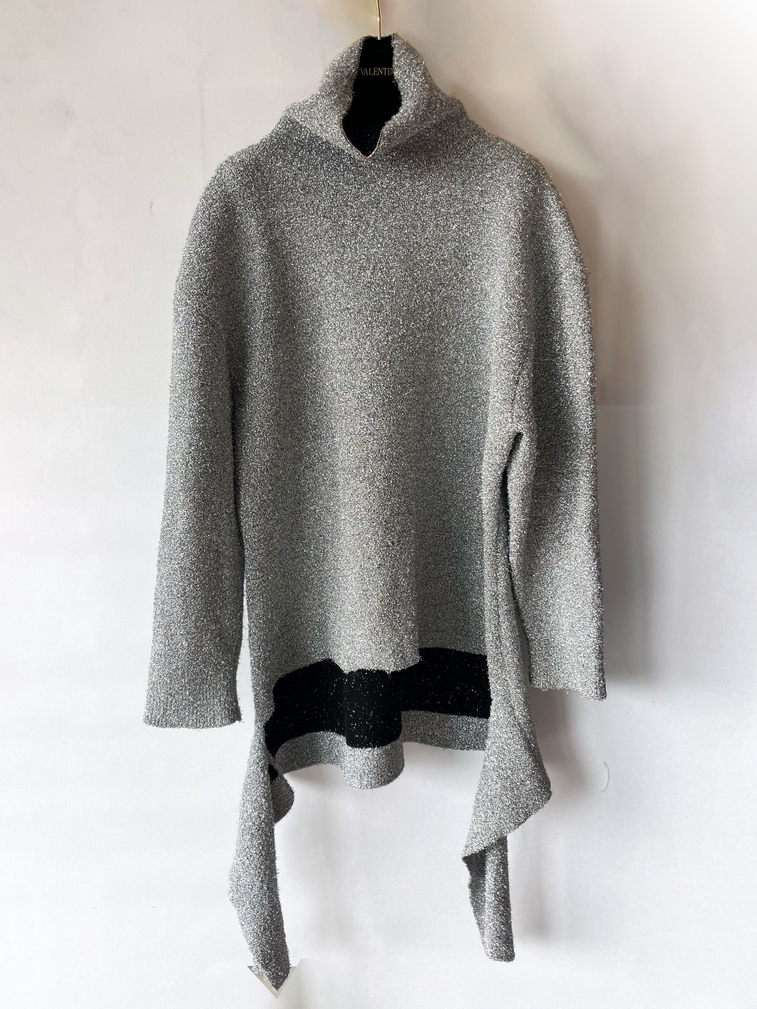 Balenciaga Balenciaga Metallic Deconstructed Sweater - Silver Knitwear Size S / US 4 / IT 40 - 3 Thumbnail