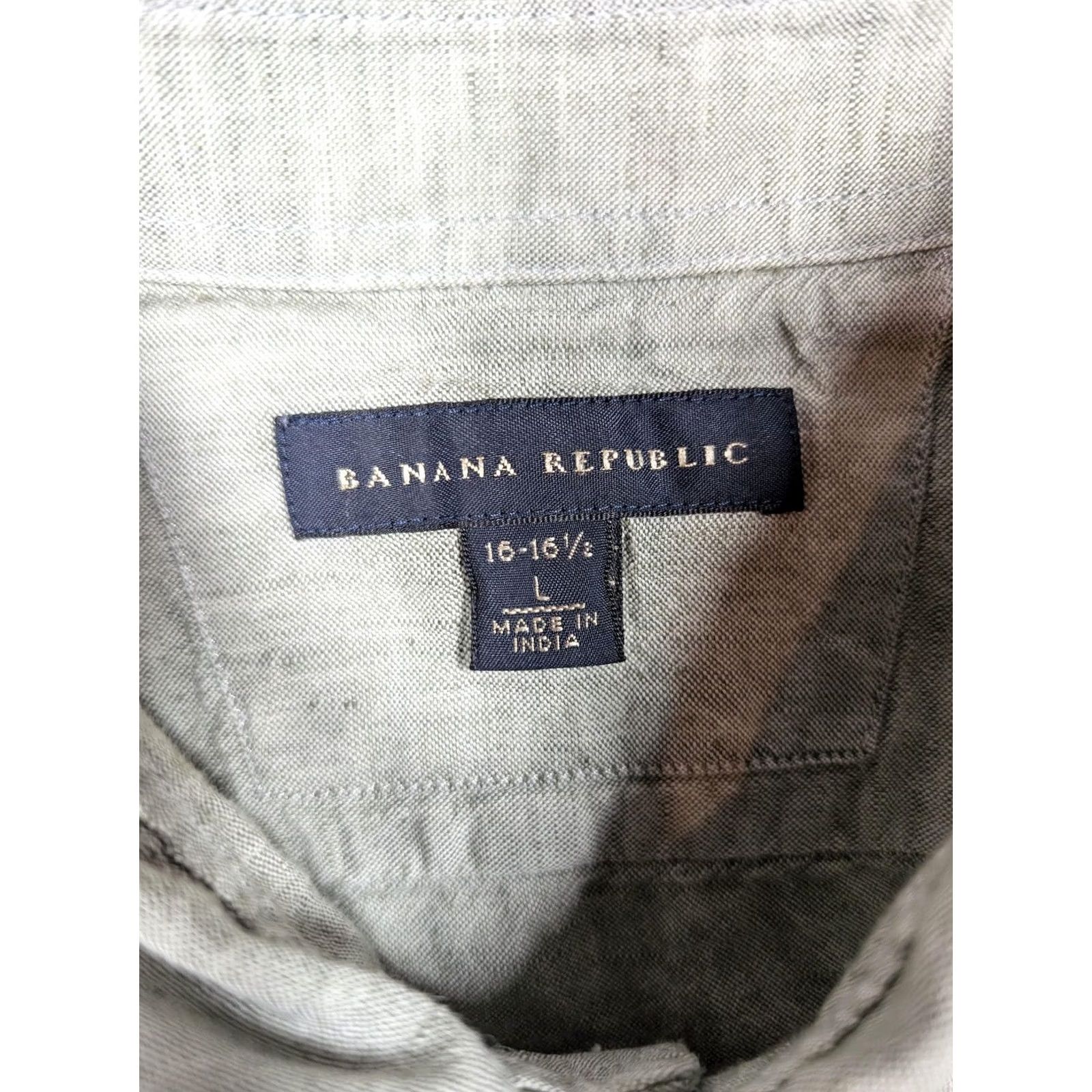 Banana Republic Banana Republic Shirt Mens Large Gray Linen Cotton Long Sleeve Button Up Casual Size US L / EU 52-54 / 3 - 6 Thumbnail