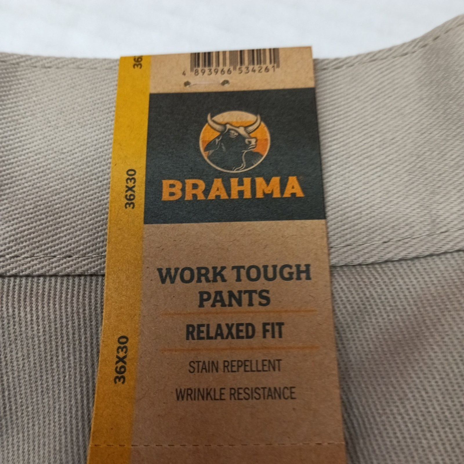 Other Brahma Men's Work Tough Pants Size 36x30 Sandy Taupe Fit Size US 36 / EU 52 - 2 Thumbnail