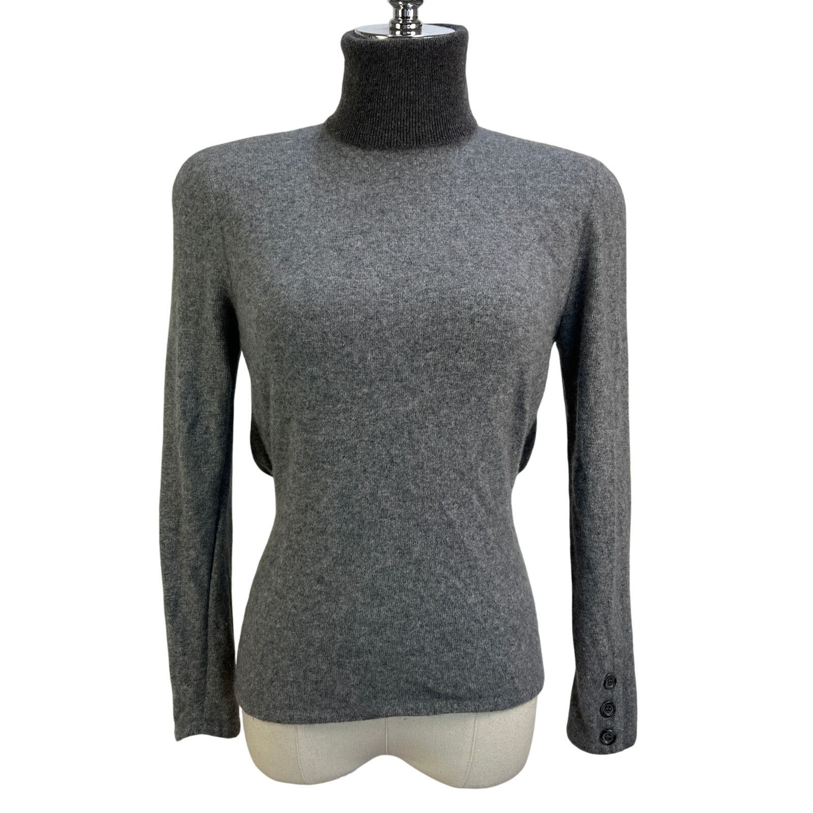 Valentino Vintage 80s Valentino Cashmere Turtleneck Gray Sweater Size S / US 4 / IT 40 - 1 Thumbnail