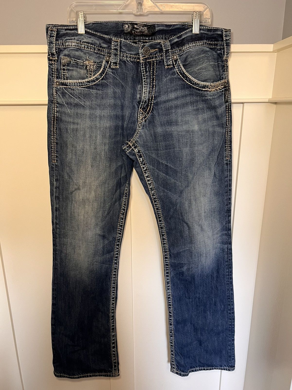 Silver Jeans Co. Vintage Silver bootcut 6 pocket contrast stitch faded jeans Size US 34 / EU 50 - 1 Thumbnail