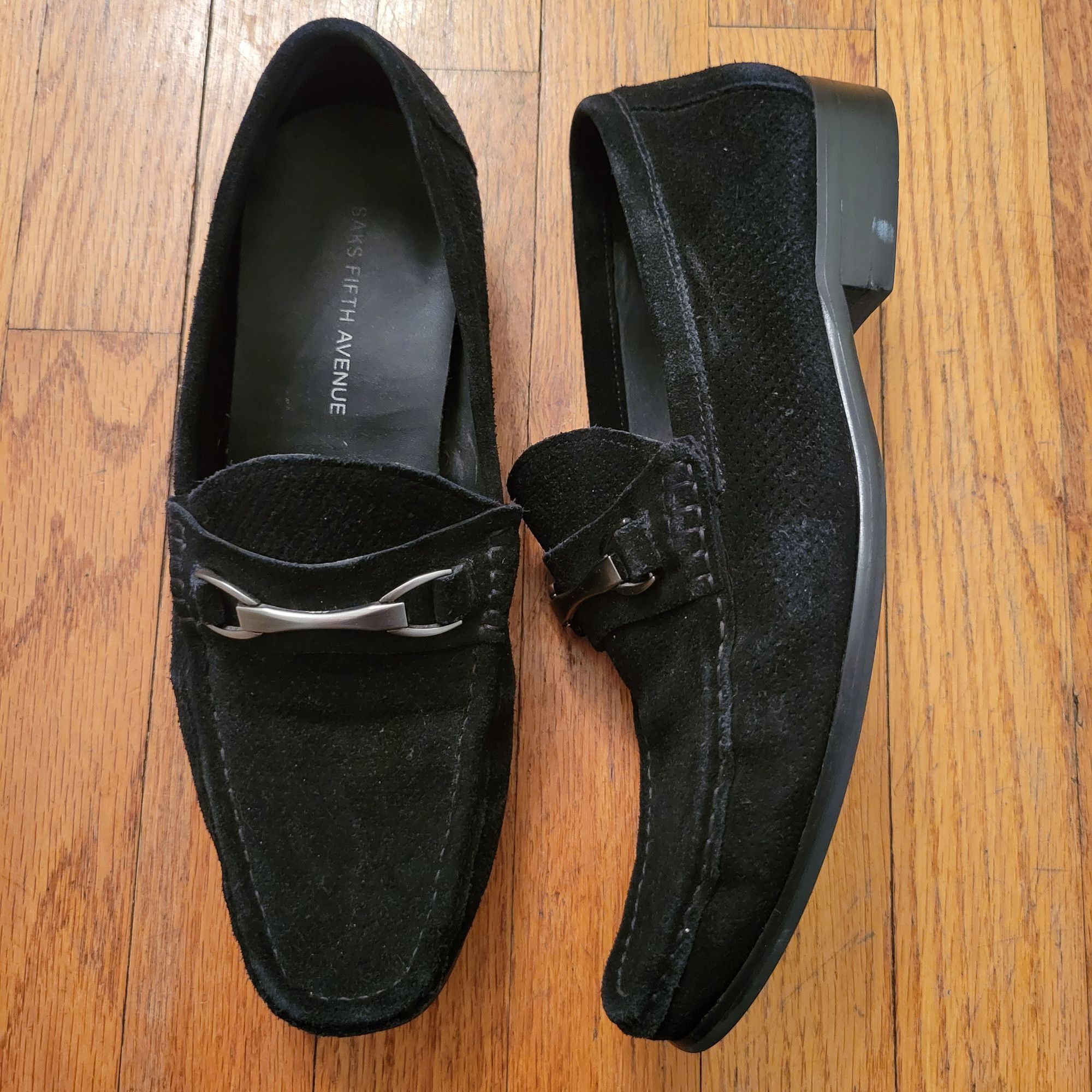 Saks Fifth Avenue Saks Fifth Avenue Black Leather Loafers Metal Horse Bit Acce Size US 8 / EU 41 - 1 Thumbnail