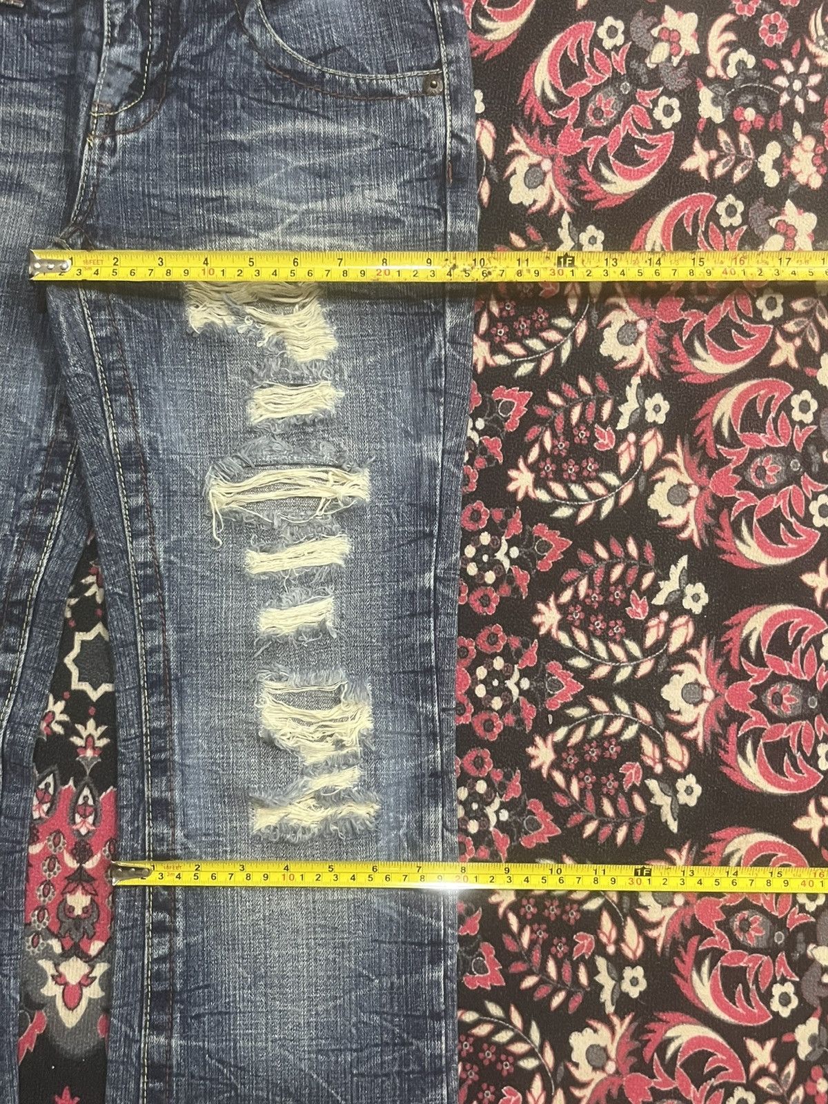 Le Grande Bleu (L.G.B.) Vintage African Taro Blue Thunder Washed Ripped Flare Jeans Size US 30 / EU 46 - 14 Thumbnail