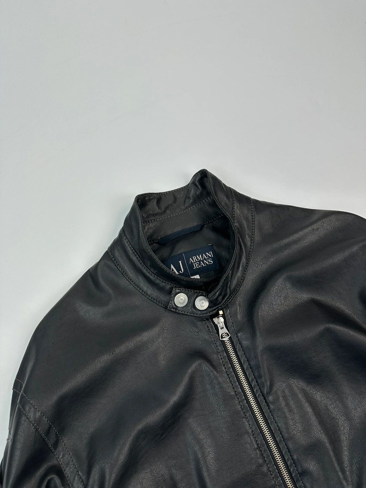 Armani Armani Jeans 00’s Black Faux Leather Jacket Size US M / EU 48-50 / 2 - 8 Thumbnail