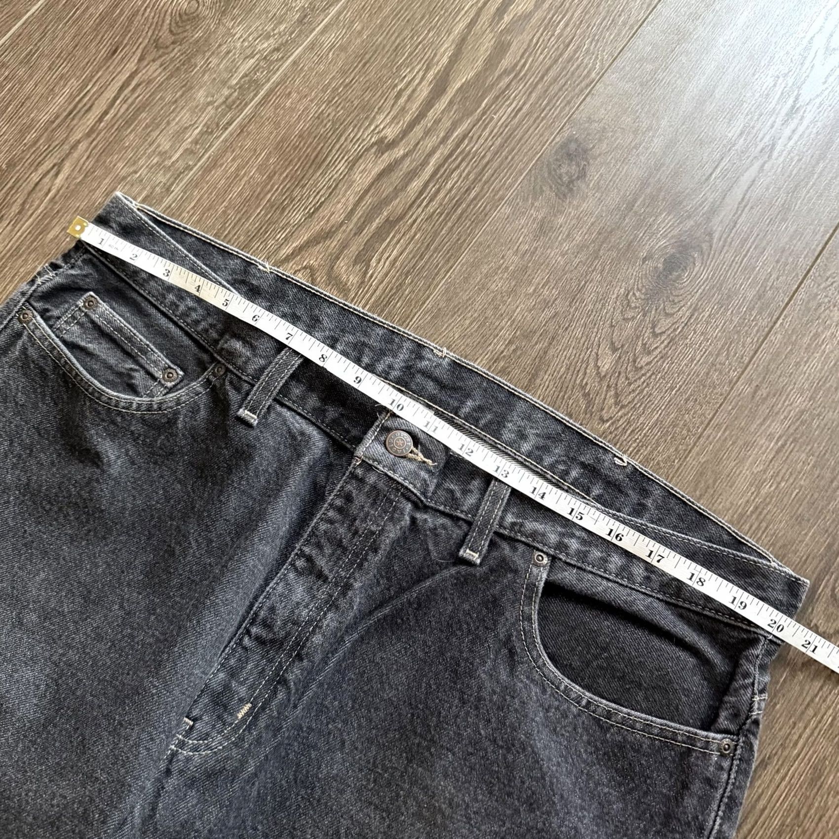 Denime Relaxed Fit Jeans Mens 40x30 Gray Dark Wash Denim Baggy Wide Leg Y2K Skater Grunge Casual Size US 40 / EU 56 - 6 Thumbnail