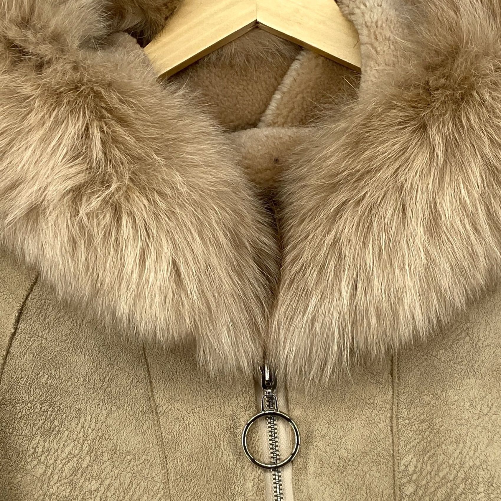 Vintage La Fiorentina Coat Womens S Beige Reversible Hooded Dyed Fox Fur Shearling Jacket 3/4 Sleeve Full Zip Size S / US 4 / IT 40 - 6 Thumbnail