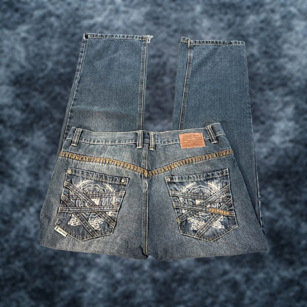 Phat Farm VINTAGE Phat Farm Jeans Mens 34x28 Baggy Dark Wash Embroidered Distressed 90s Mens Size US 34 / EU 50 - 1 Thumbnail