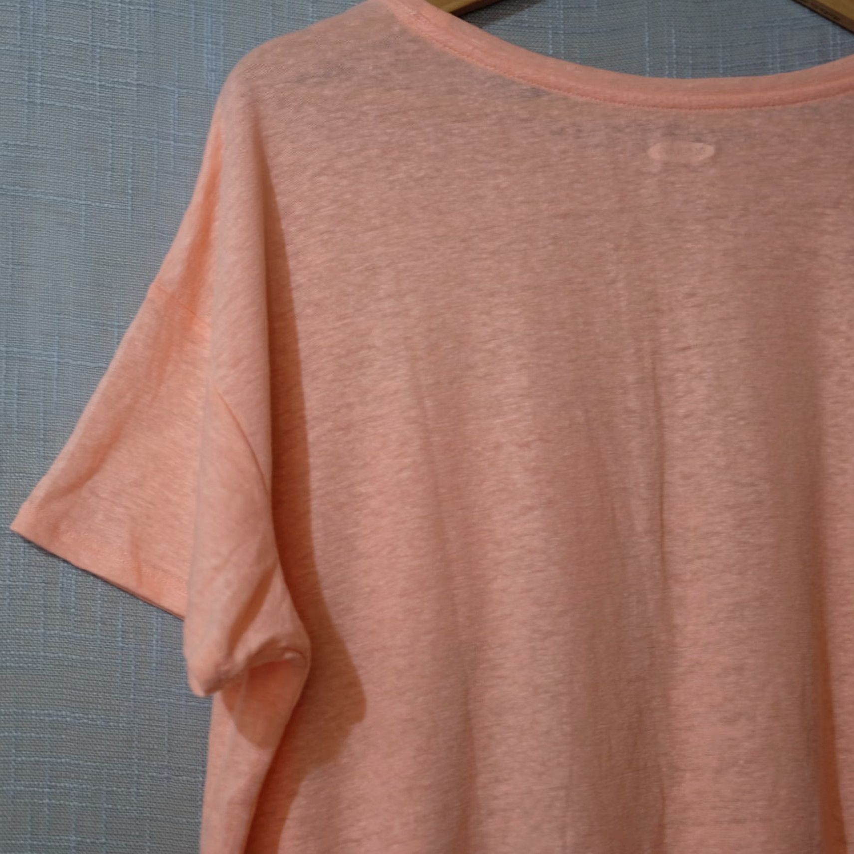 Old Navy Old Navy Linen Blend T-Shirt Sheer Peach w/Pockets Women's XL Shirt Size XL / US 12-14 / IT 48-50 - 6 Thumbnail