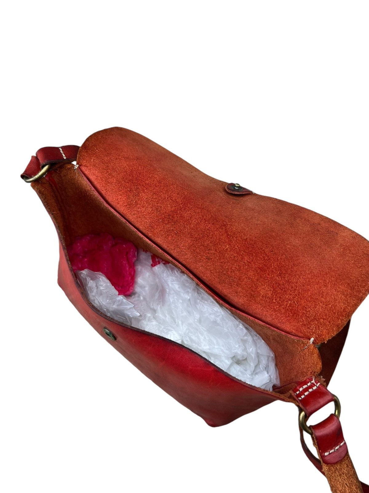 Leather Vintage Kissora Japan Fade Distress Patina Leather Sling Bag Size ONE SIZE - 20 Thumbnail