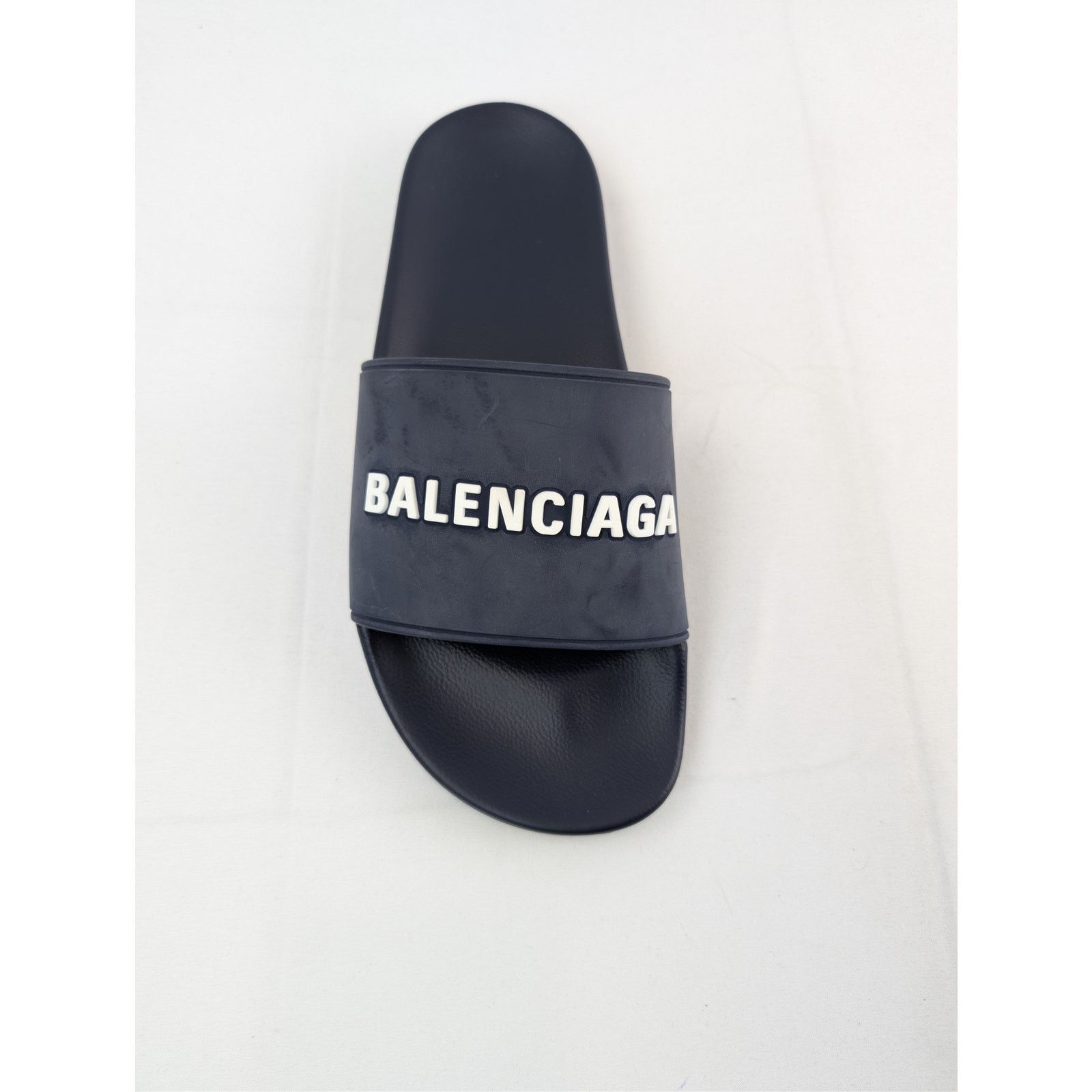 Balenciaga o1rshd1 Smooth Rubber Pool Slide Slider Slipper Navy/White Size US 10 / EU 43 - 14 Thumbnail