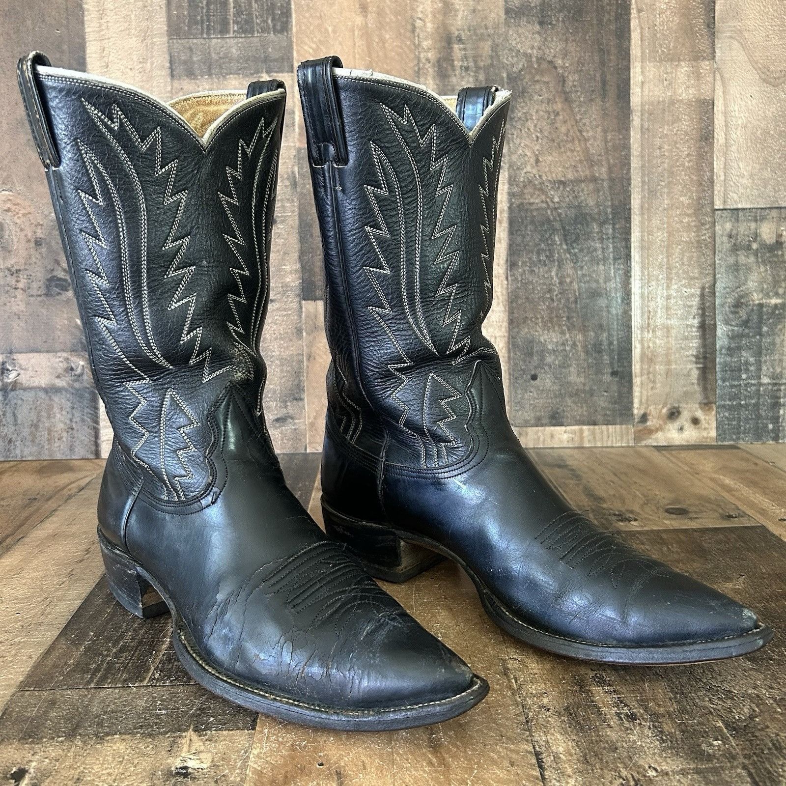 Nocona Boots Nocona Vintage Black Western Cowboy Boots Mens 13 A Size US 13 / EU 46 - 3 Thumbnail