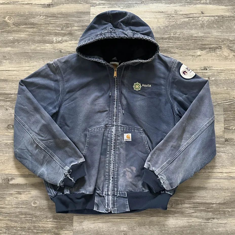 Carhartt Vintage Carhartt J131 NVY Navy Blue Hooded Jacket Size US L / EU 52-54 / 3 - 1 Thumbnail