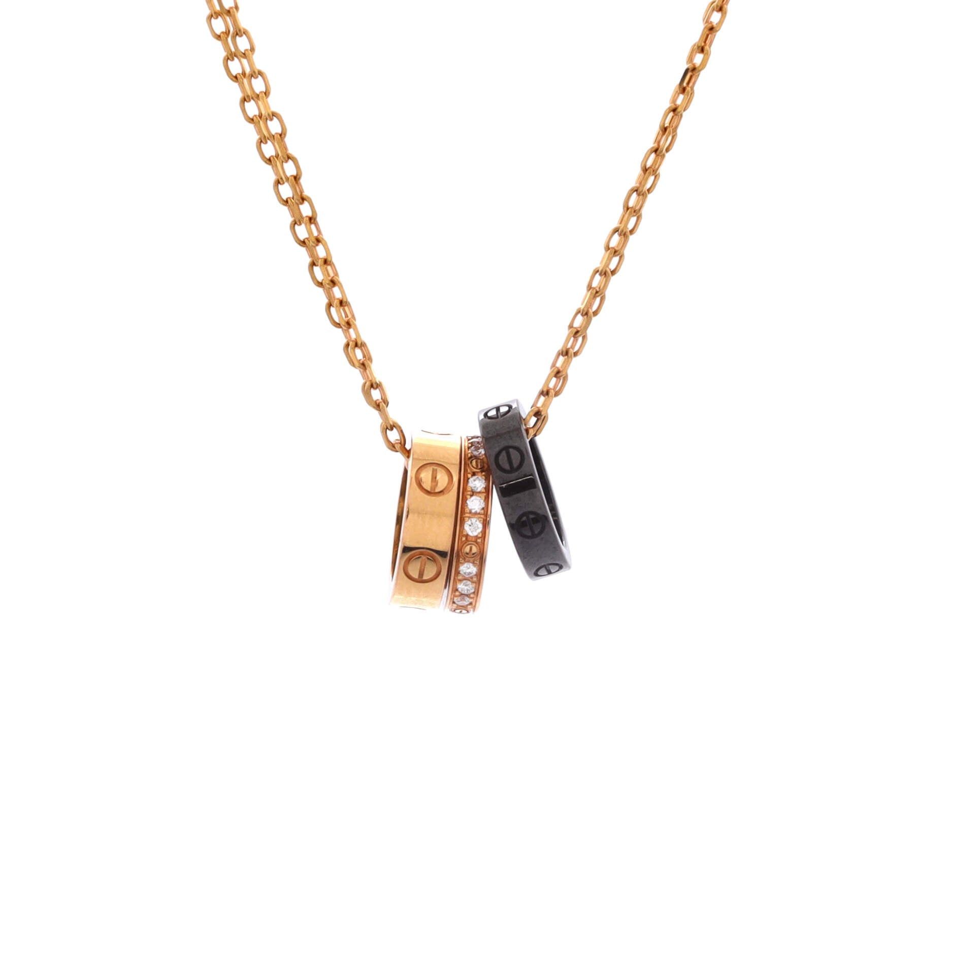 Cartier Love 3 Ring Pendant Necklace Size ONE SIZE - 1 Thumbnail