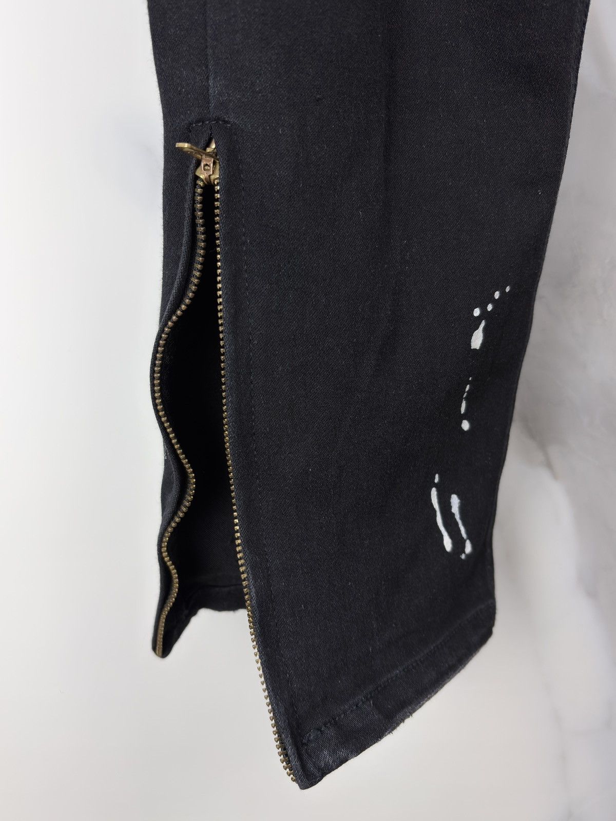 Number (N)ine Number (N)ine Music Note Paint Distressed Zip Denim Jeans Size US 28 / EU 44 - 5 Thumbnail