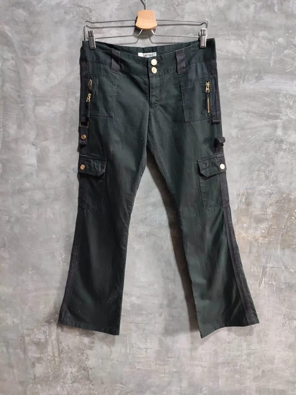 Japanese Brand Morgan De Toi Black Flare Cargo Low rise Pants Size US 28 / EU 44 - 1 Thumbnail
