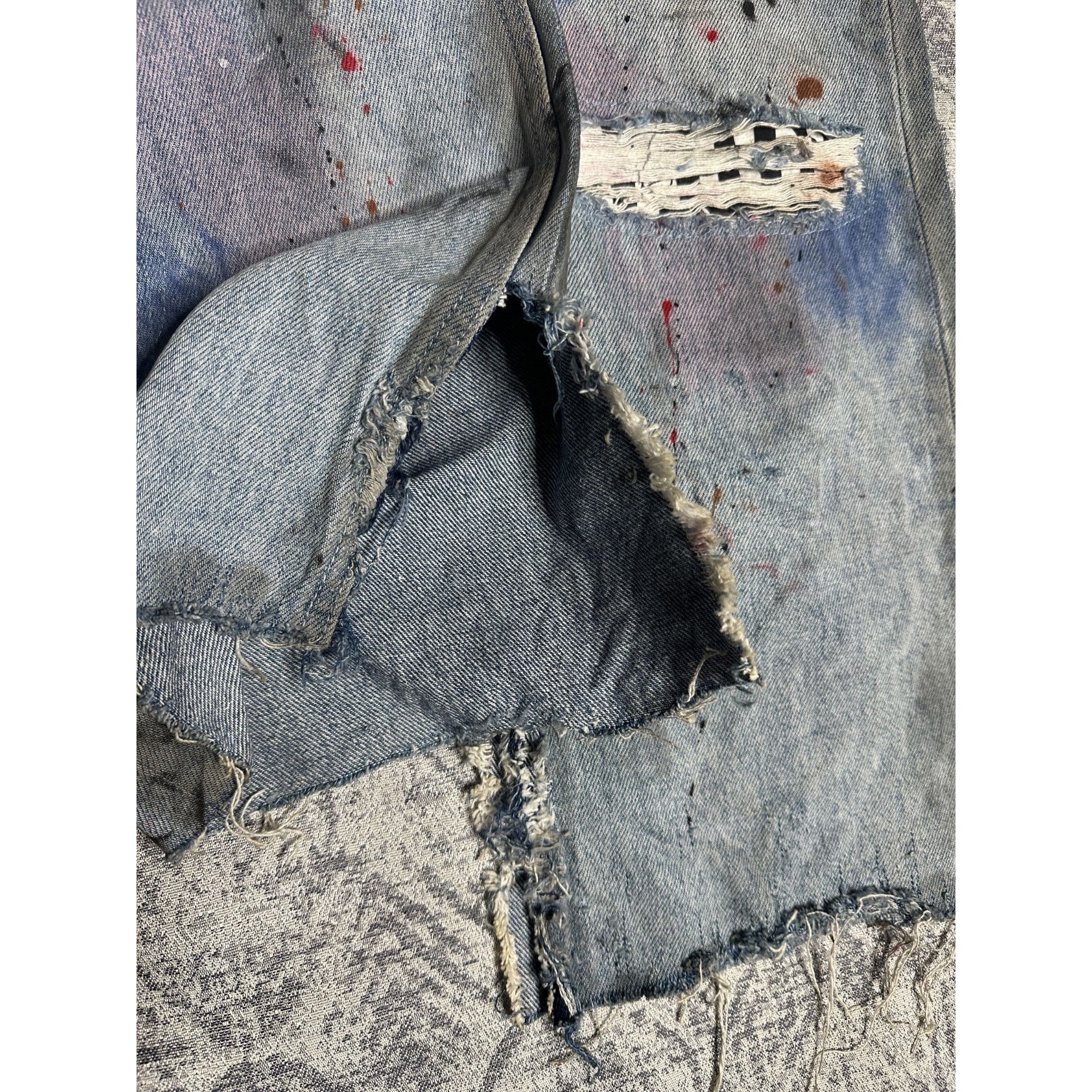Ksubi Custom Embellished Distressed Paint Stained dyed treated Ksu Size US 31 - 14 Thumbnail