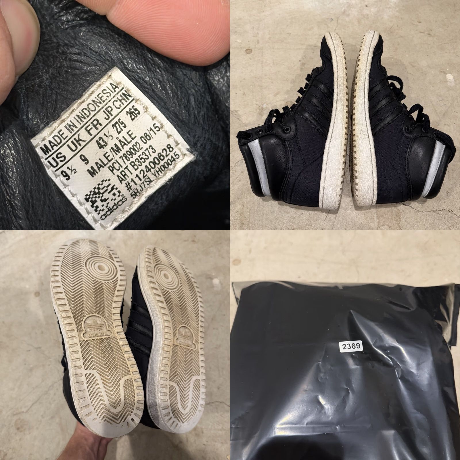 Adidas Adidas Top Ten Hi Shoes Mens Size 9.5 Black White Leather Sneakers B35373 Size US M / EU 48-50 / 2 - 8 Thumbnail