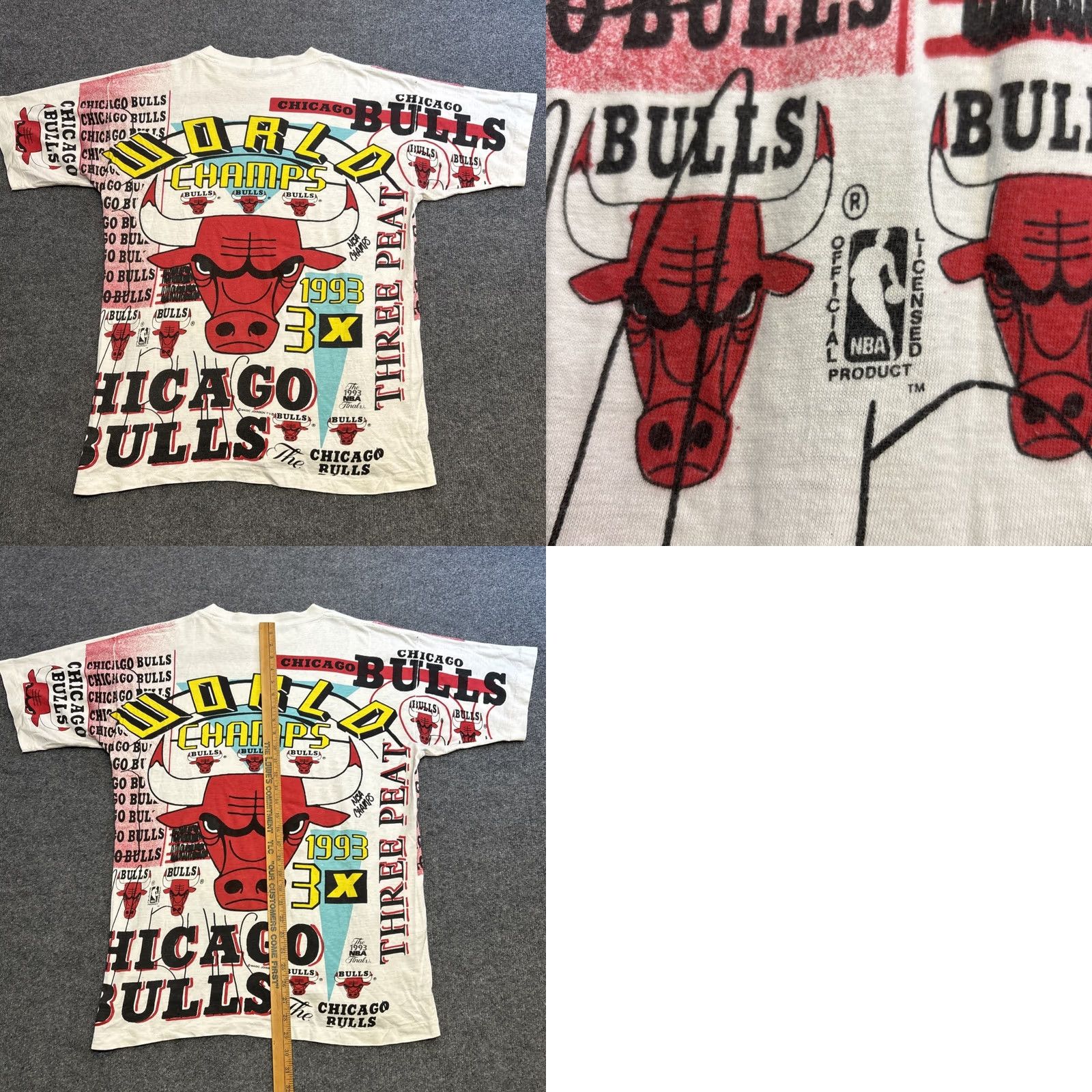 Vintage VINTAGE Chicago Bulls Shirt All Over Print 3 Time World Champs Magic Johnson XL Mens 90s Size US XL / EU 56 / 4 - 8 Thumbnail