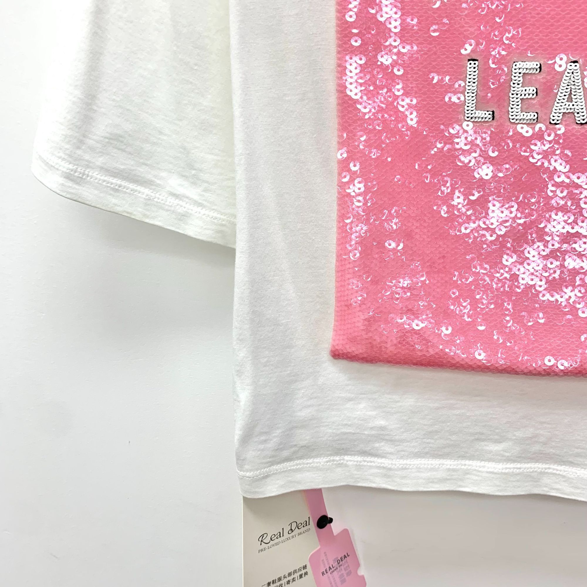 Miu Miu Miu Miu White Logo Sequined Cotton Round Neck Short Sleeve T Size L / US 10 / IT 46 - 5 Thumbnail
