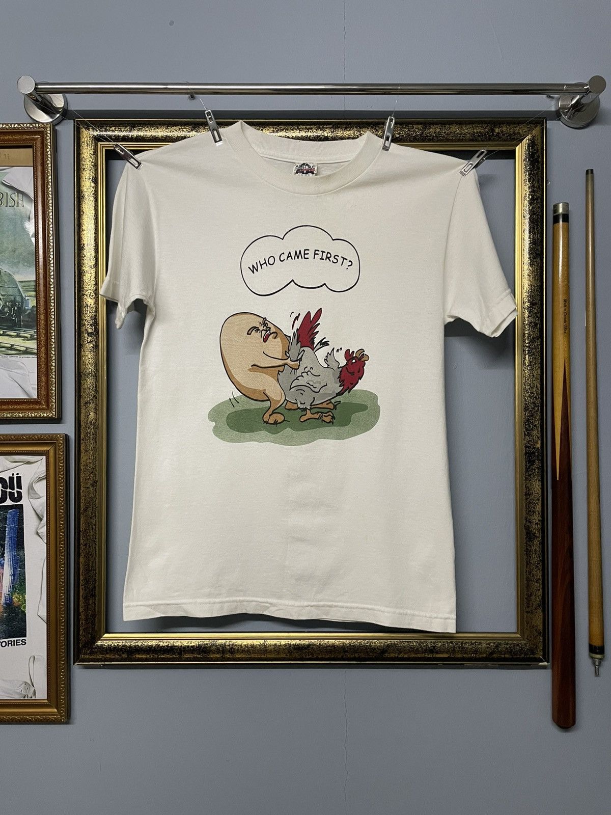 Vintage 00 Who Came First Funny Dirty Joke Humor Art Tshirt