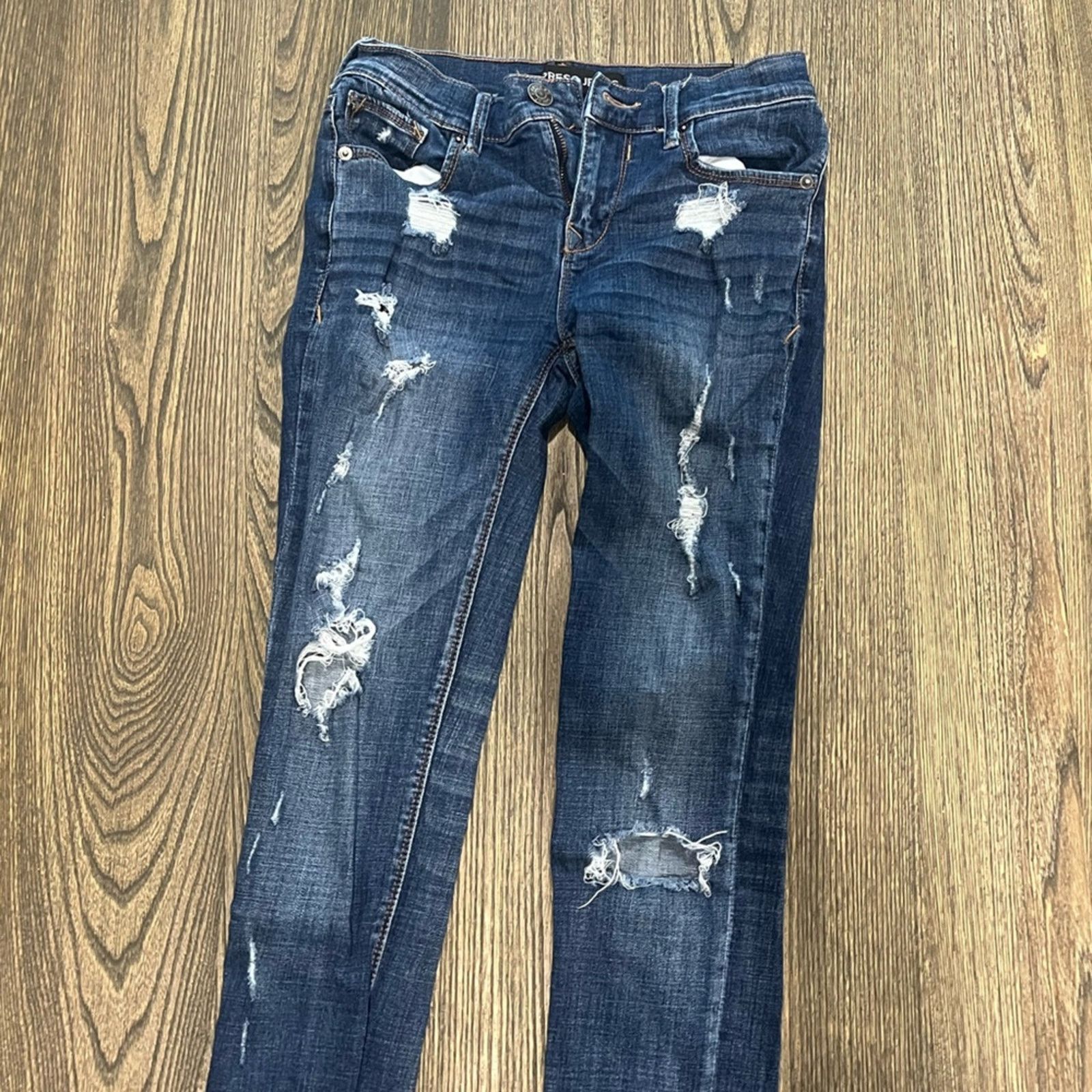 Express Express Jeans Mia Legging Mid-Rise Distressed Denim Size 2L Size 26" / US 2 / IT 38 - 2 Thumbnail