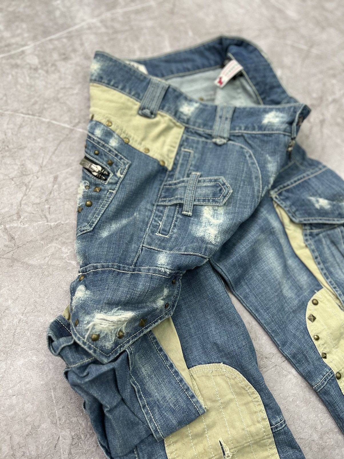 Japanese Brand × Tornado Mart × Vintage 90s Rare DENIM CARGO JEANS tornado mart STYLE Size US 32 / EU 48 - 8 Thumbnail