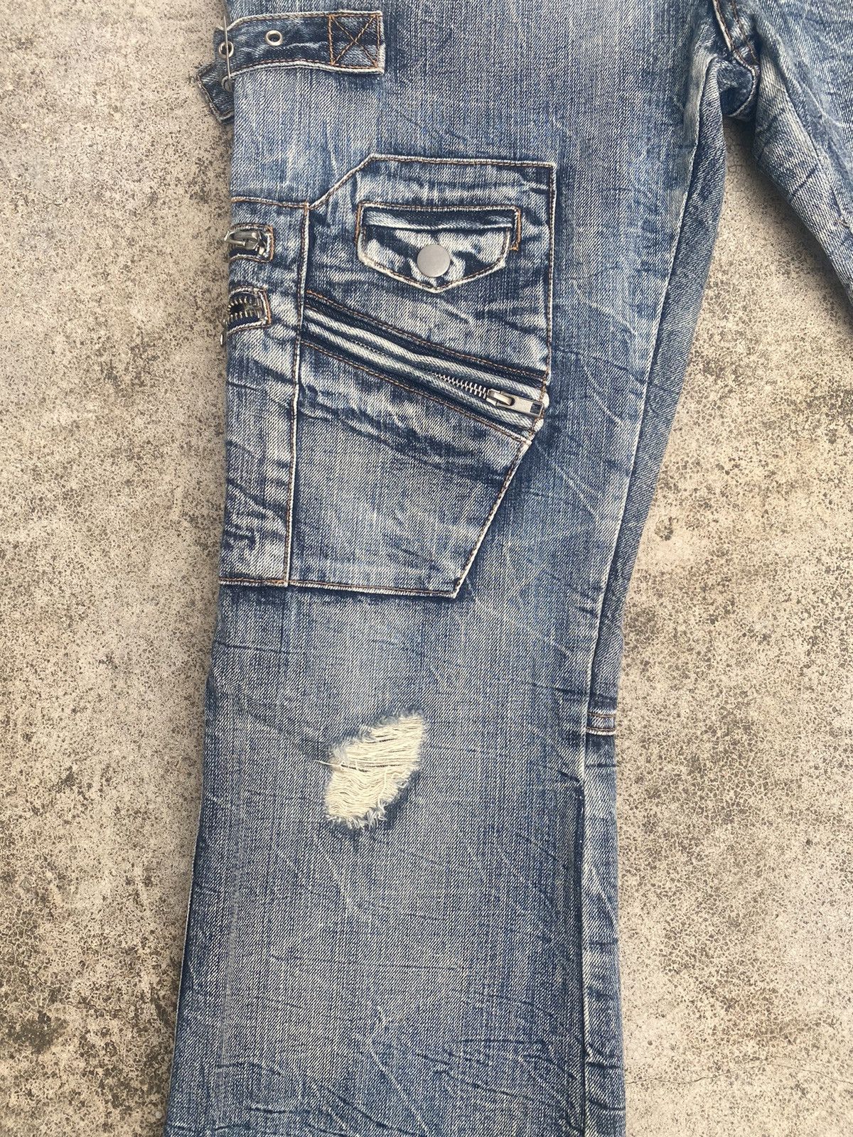 If Six Was Nine × Japanese Brand Flare Jeans Semantic Design Cargo Multipocket Bootcut Size US 33 - 7 Thumbnail