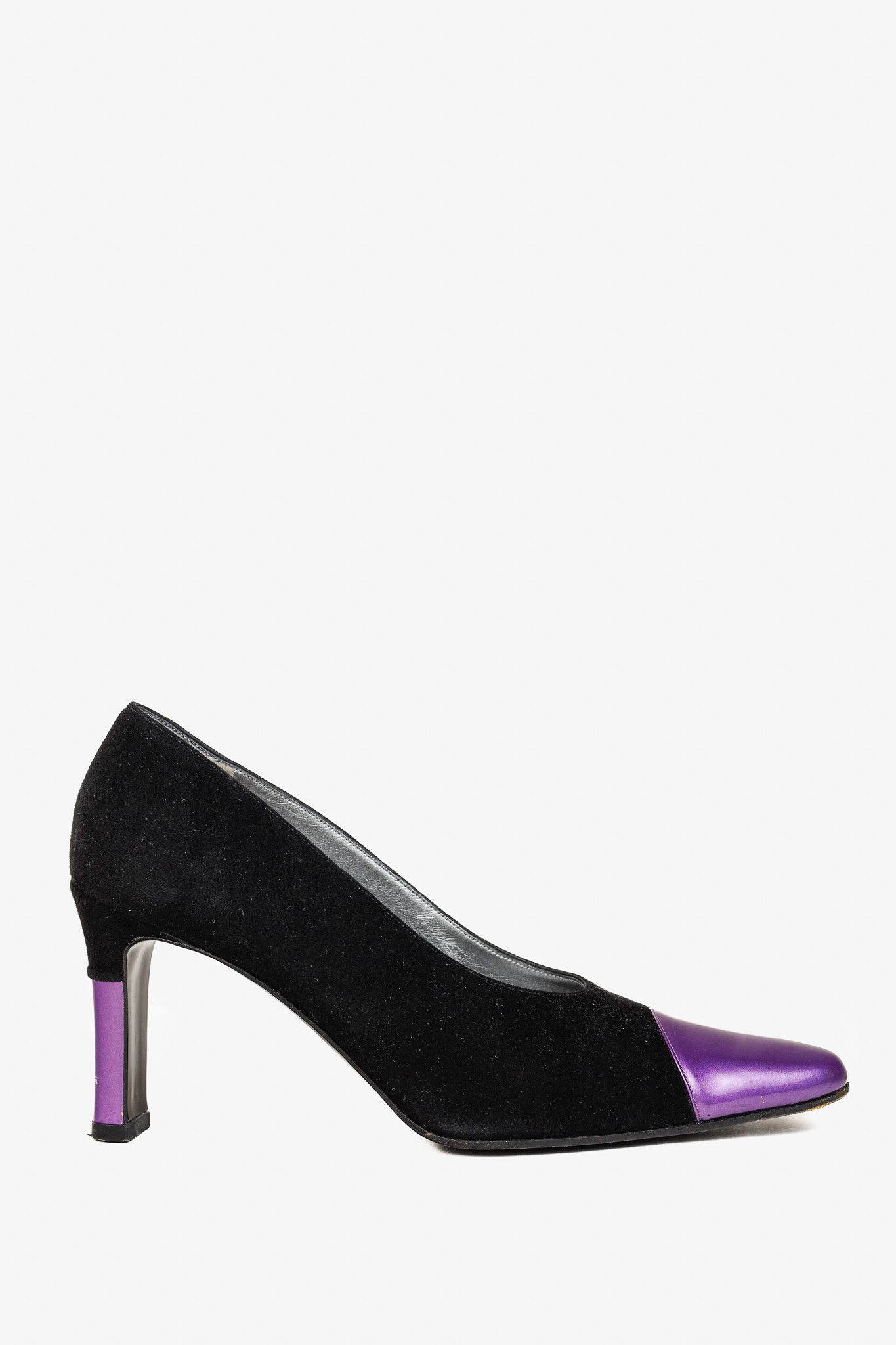 Escada Escada Black Suede and Purple Patent Pumps Size US 7.5 / IT 37.5 - 1 Thumbnail