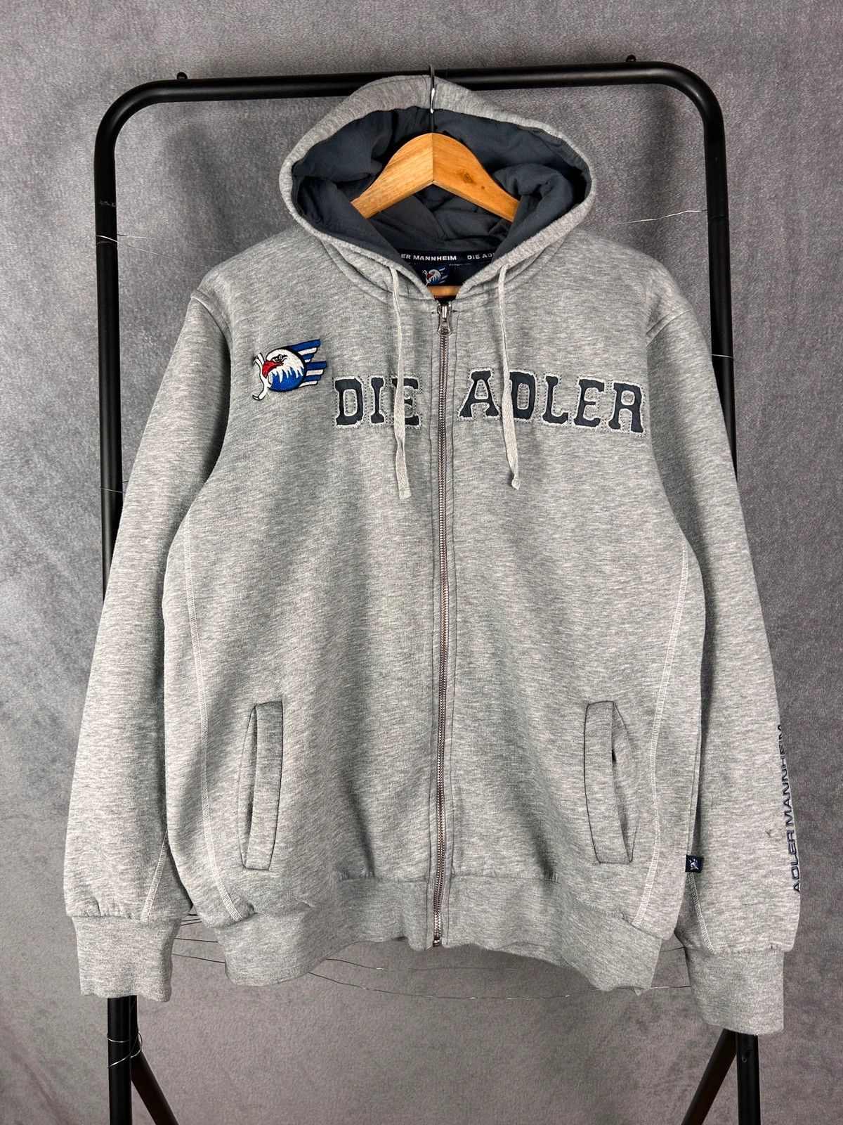 Vintage Die Adler Mannheim grey zip hoodieb ig logo spellout Size US M / EU 48-50 / 2 - 1 Thumbnail