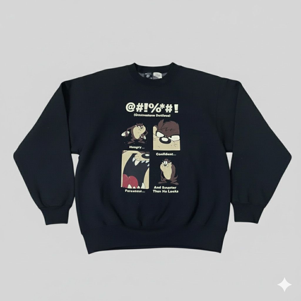 Vintage 💥RARE 90's💥 Tazmania Sweatshirt Black Colour Size US M / EU 48-50 / 2 - 10 Thumbnail