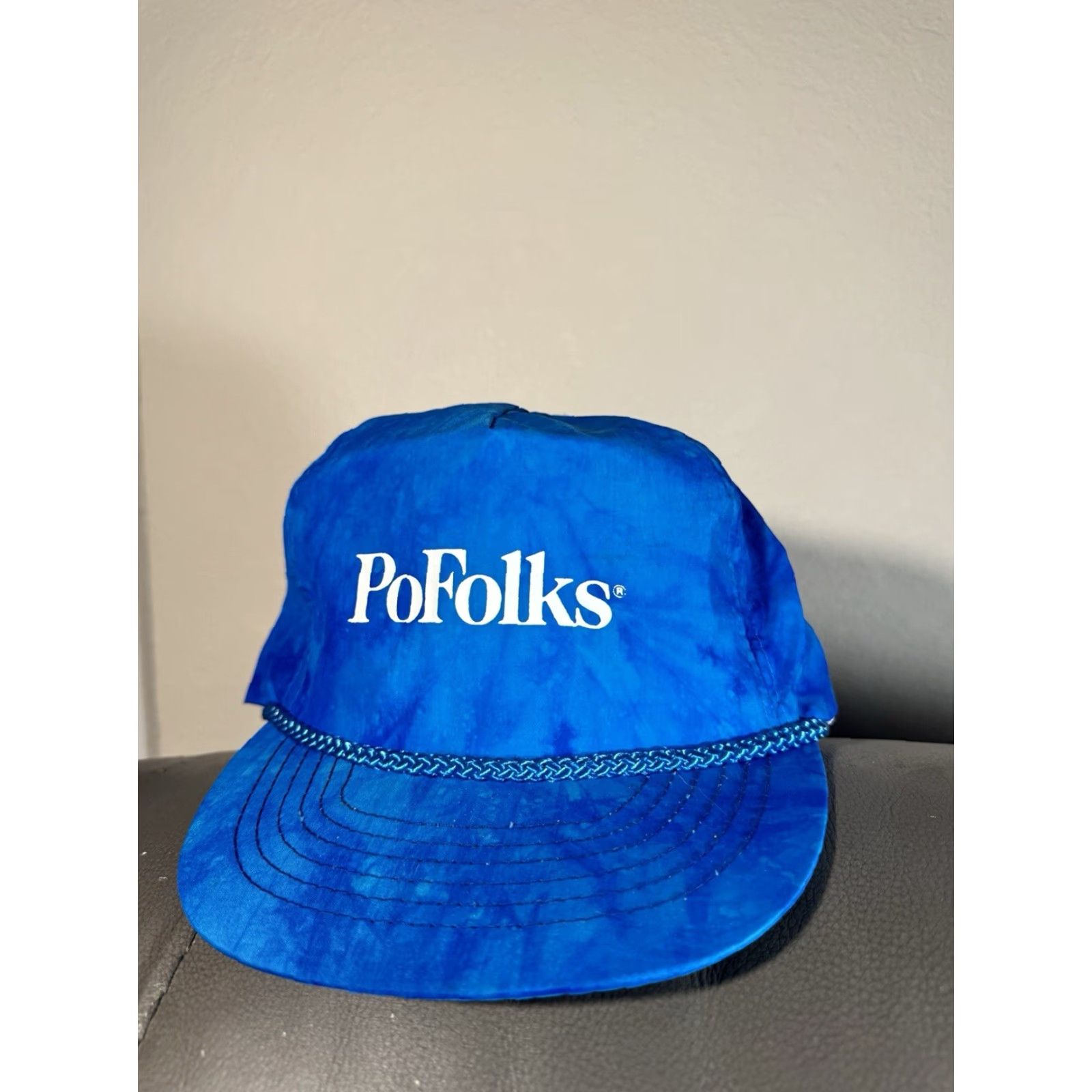 Roper VINTAGE PoFolks Restaurant Southern Homestyle Florida Rope Adjustable Hat 80s Trucker Blue Men One Size Size ONE SIZE - 2 Thumbnail