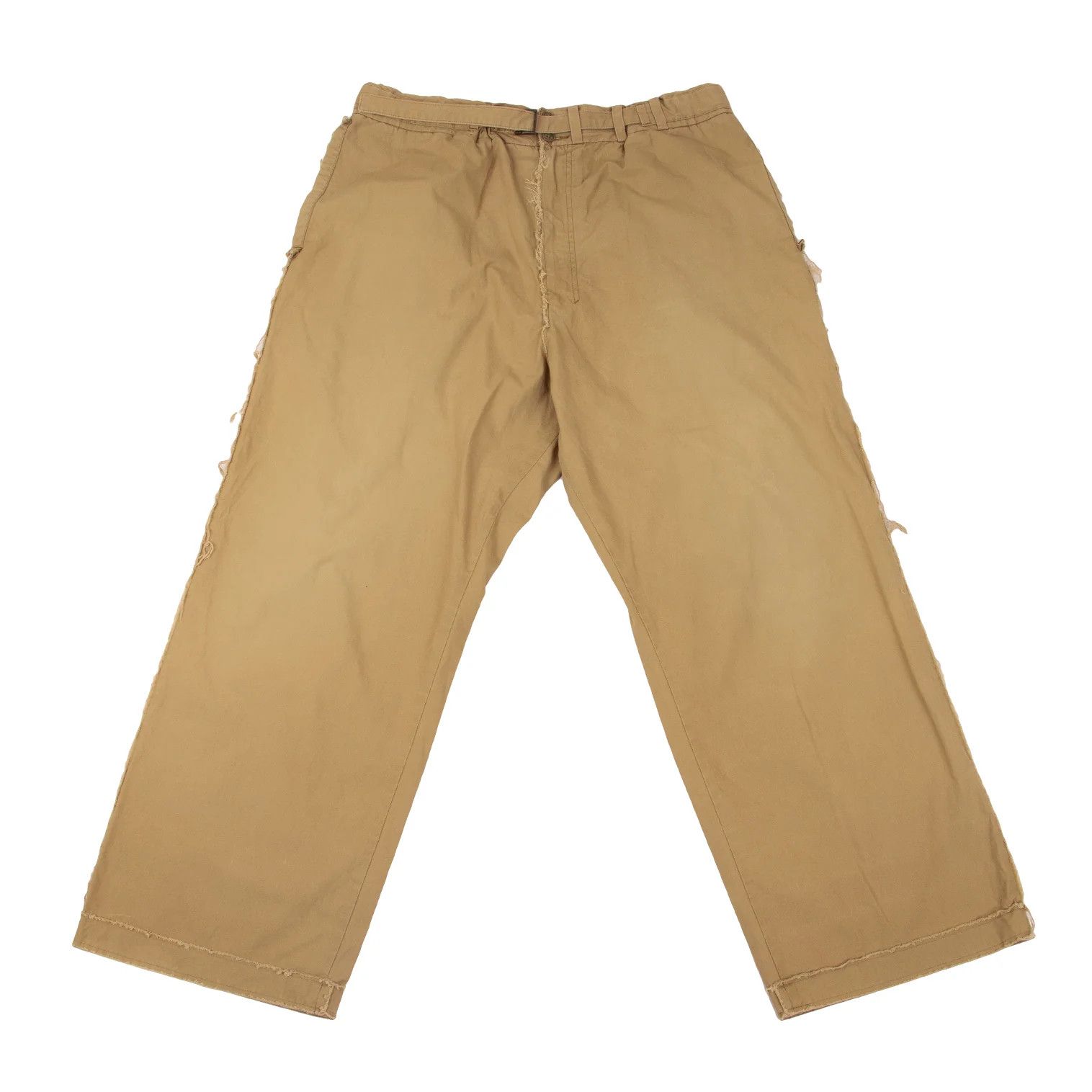 Yohji Yamamoto Cotton Belted Cut Pants Beige 4